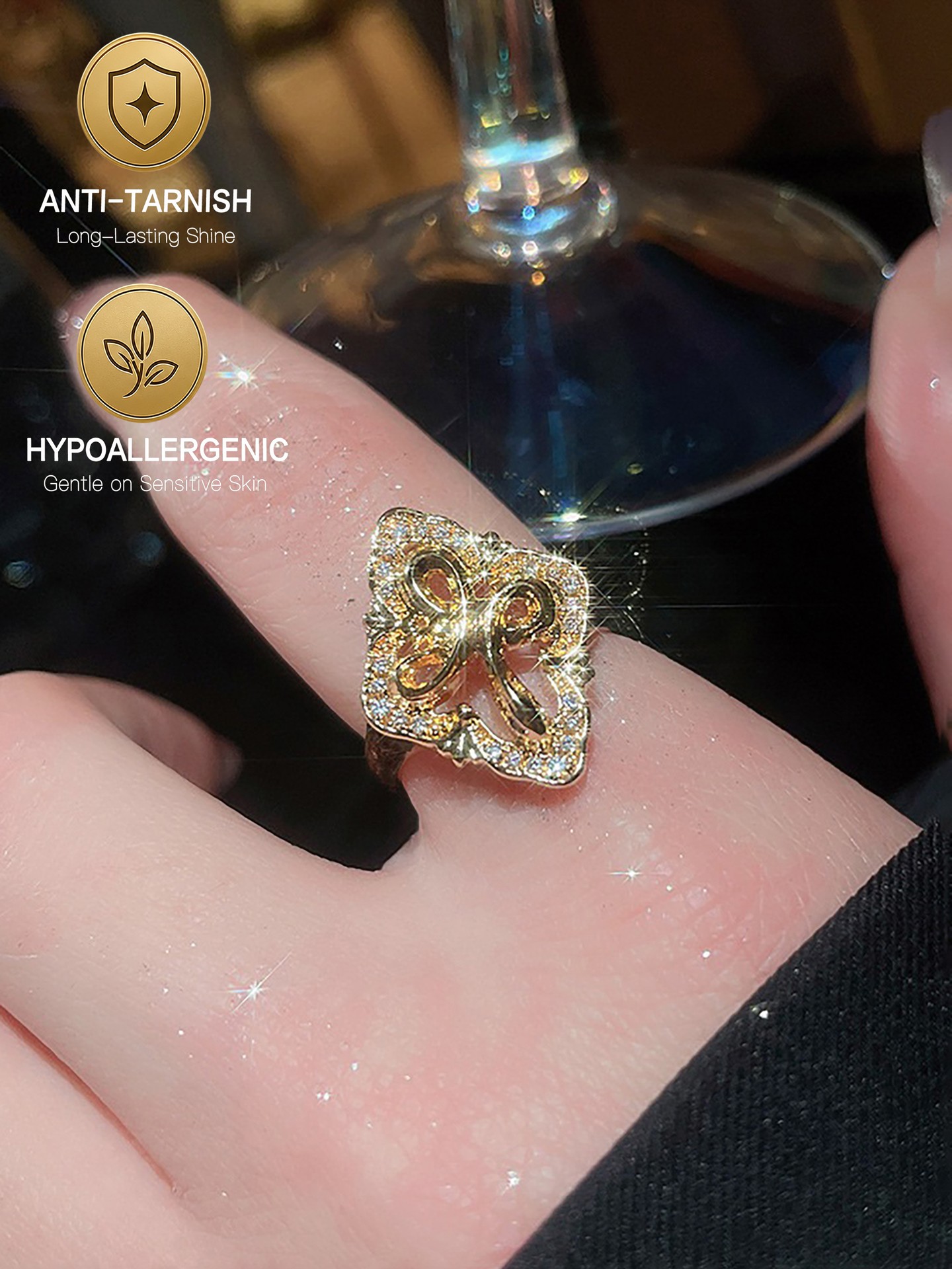 Hypoallergenic and Anti-Tarnish Flowers Fashion Ring