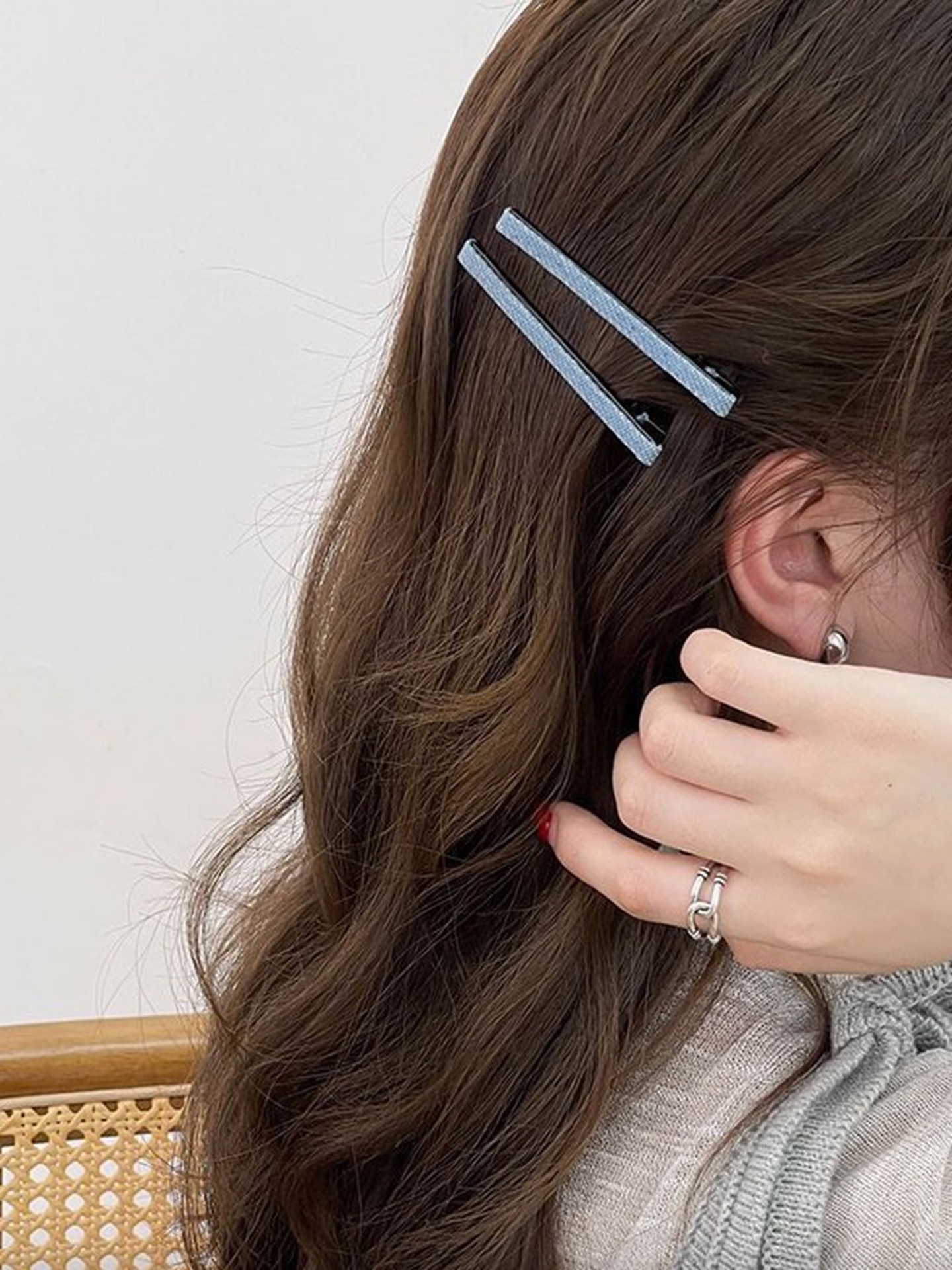 2pcs Chic Denim Hair Clip