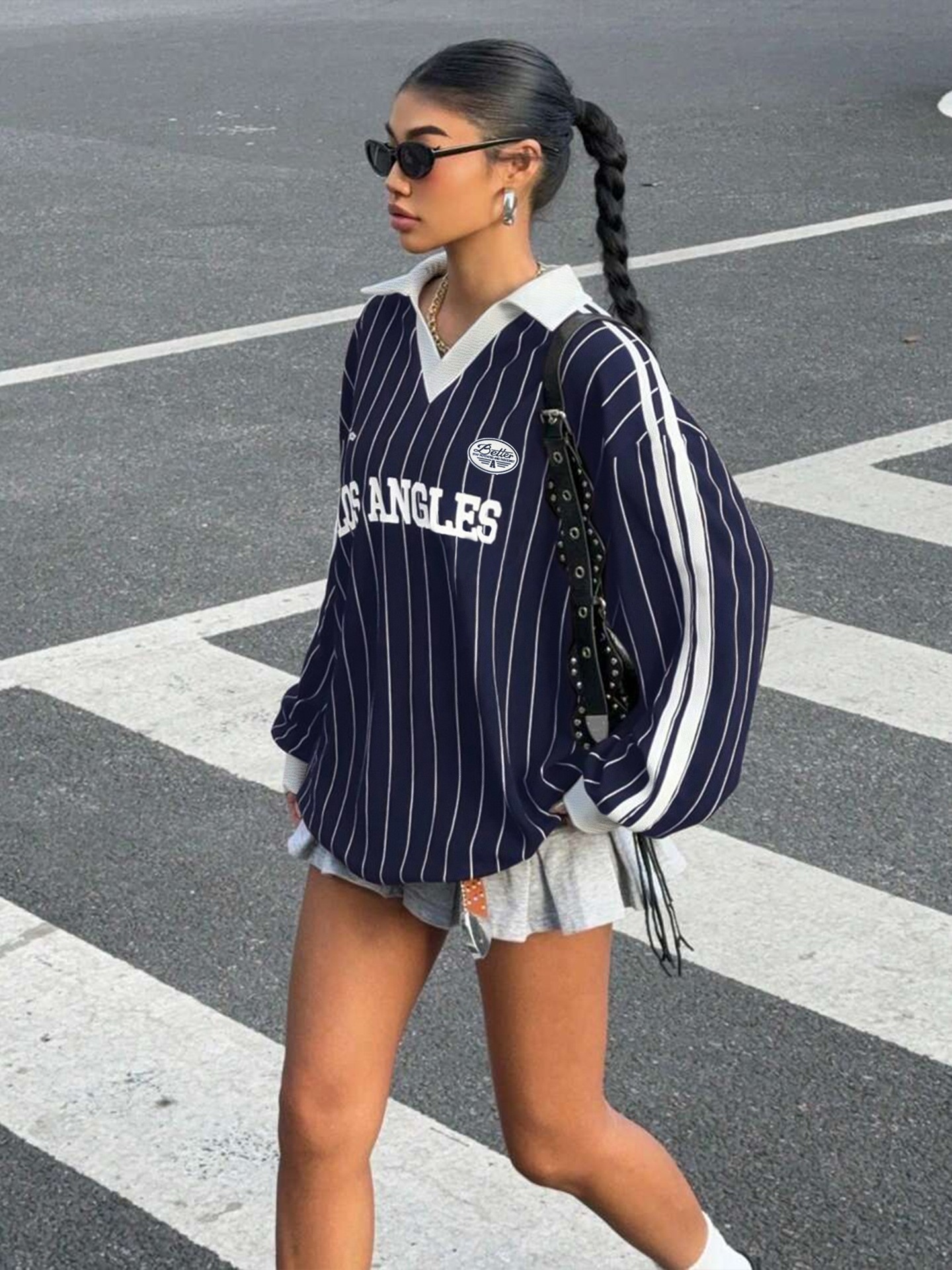 Streetwear Striped Printed Sweatshirt