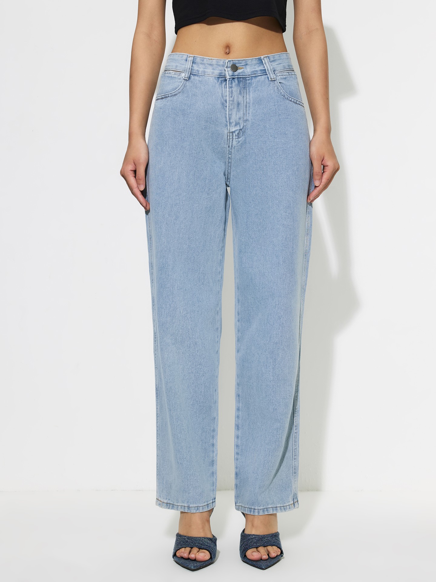 Regular Waist Straight Leg Jeans