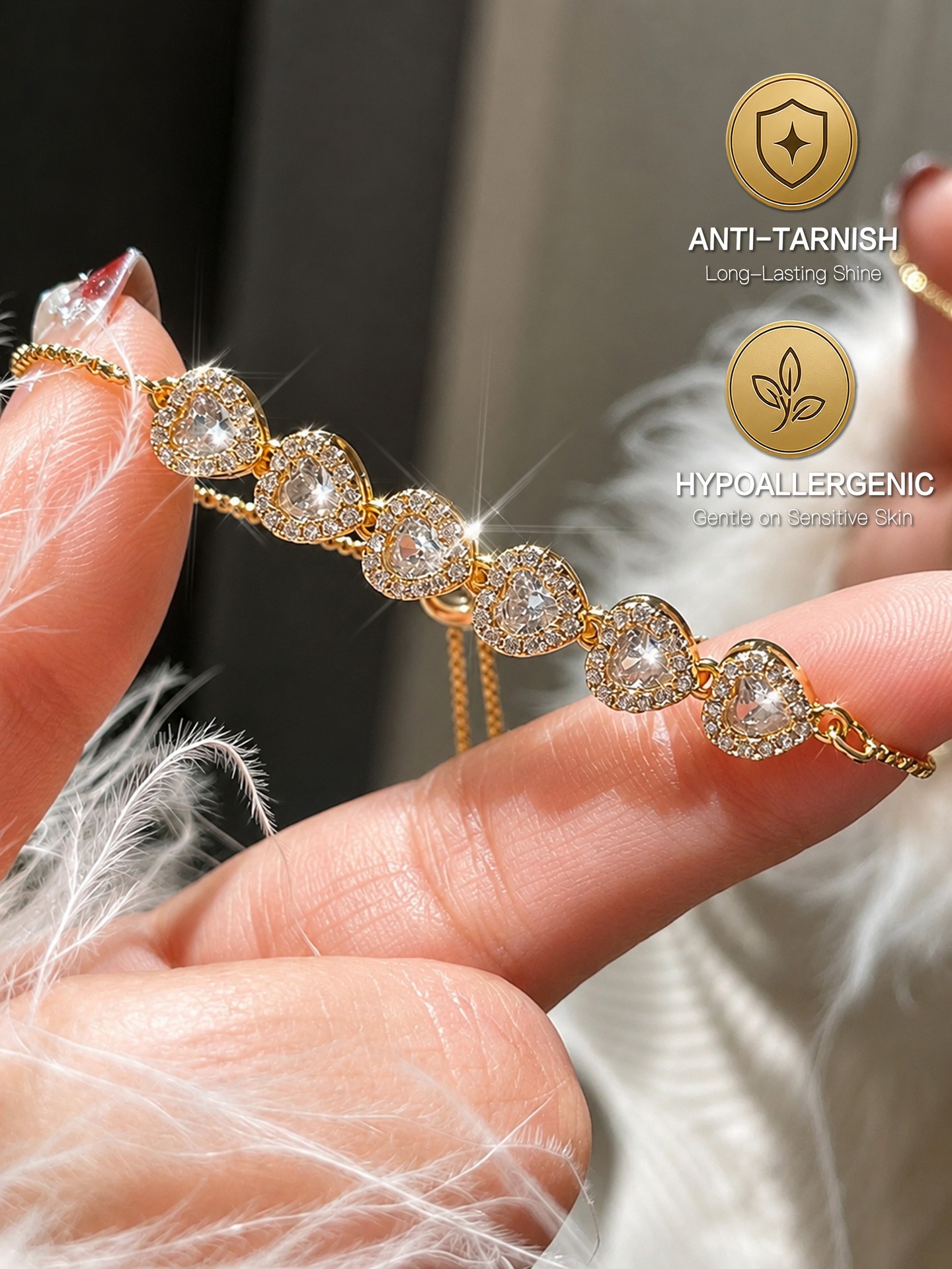 Hypoallergenic and Anti-Tarnish Rhinestone Fashion Bracelet