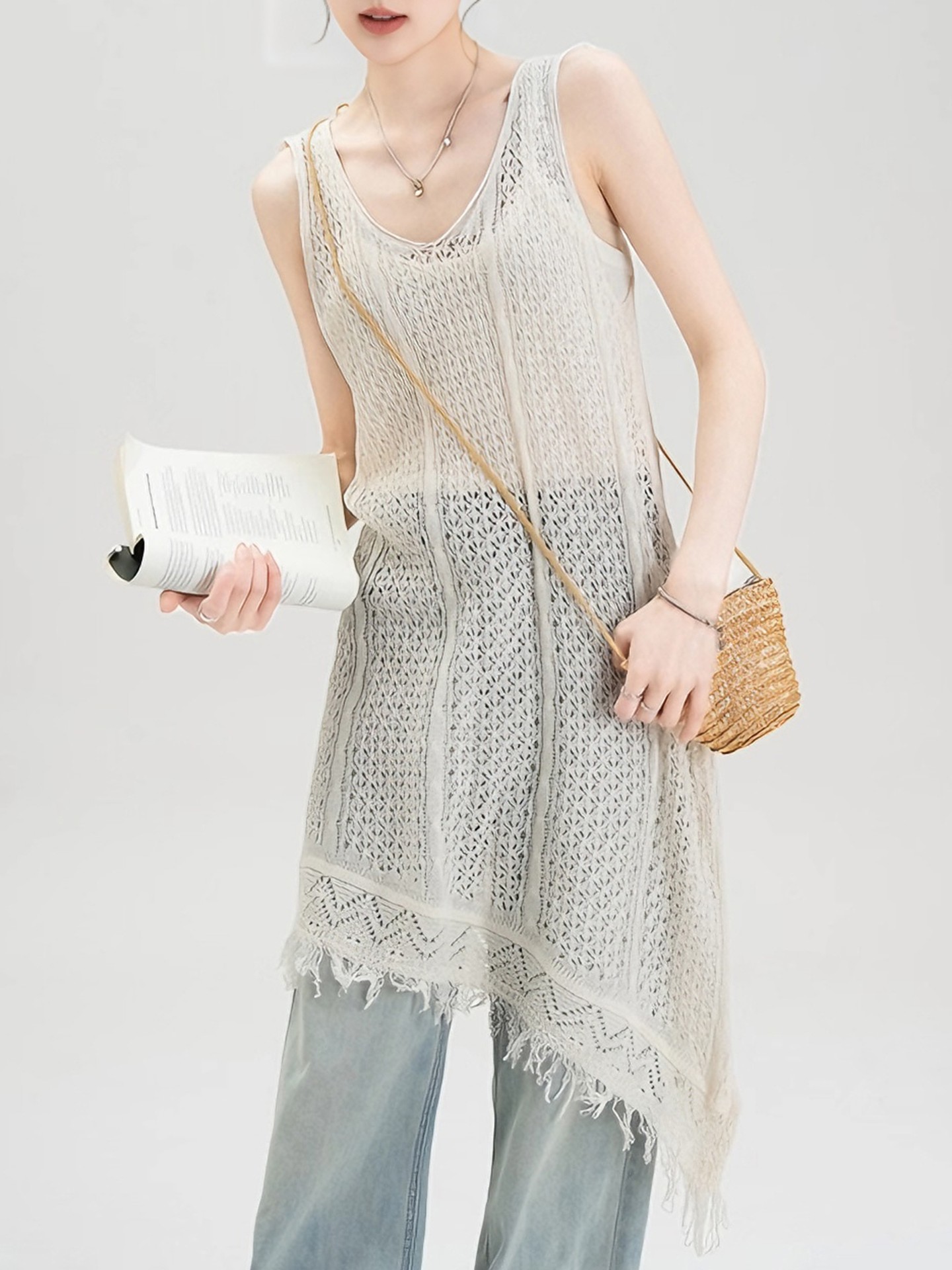 Fringed Knit Dress