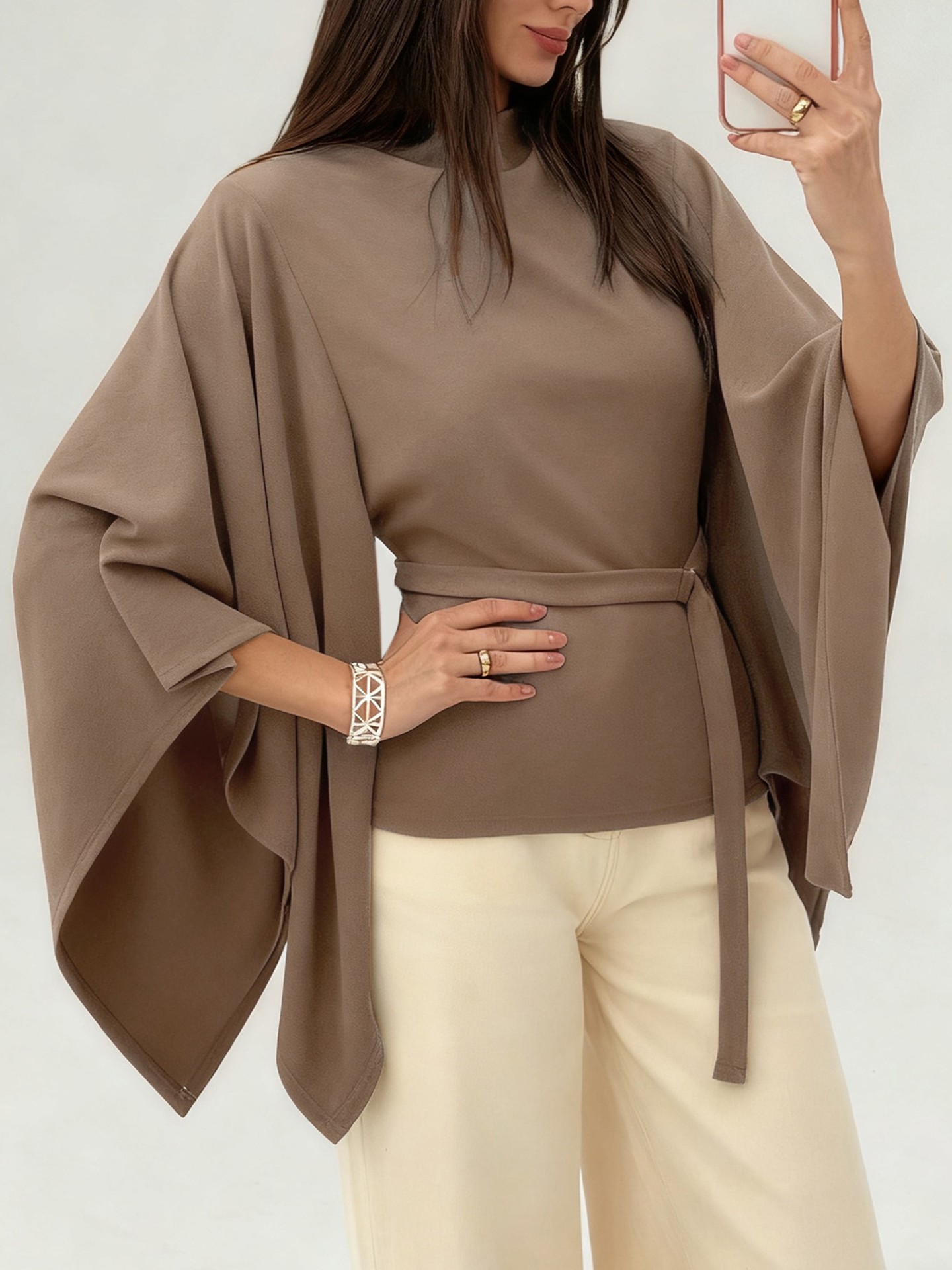 Oversized Sleeves Draped Formal Top