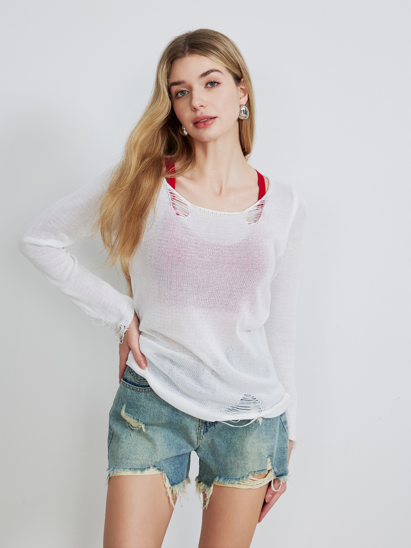 Ripped Knit Pullover