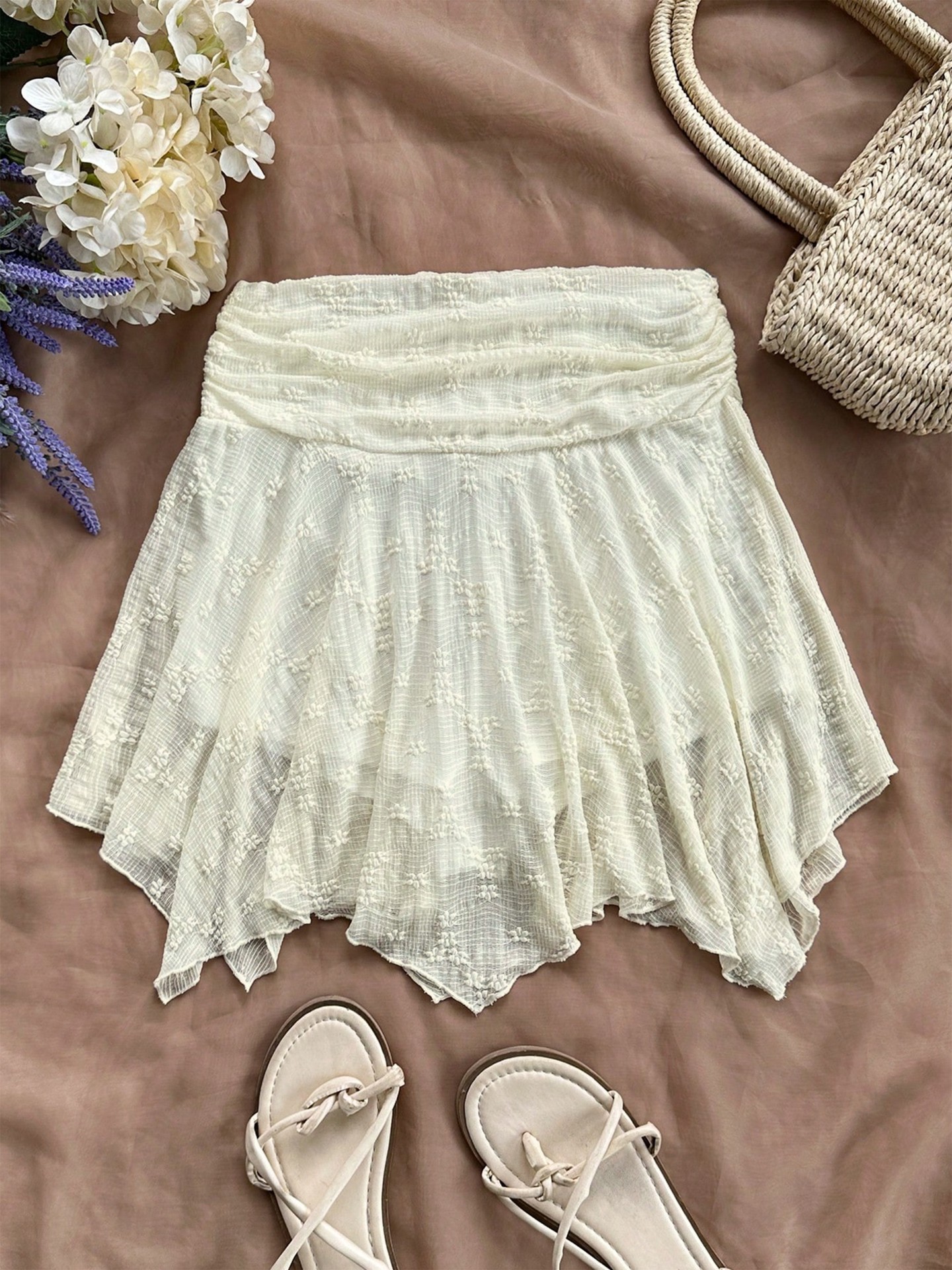 Boho Gathered Asymmetric Skirt