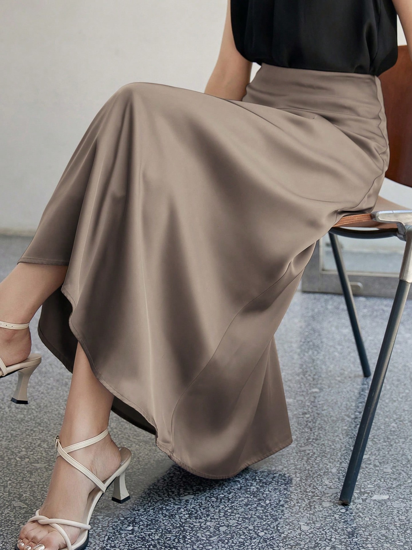 Satin A-Line Skirt