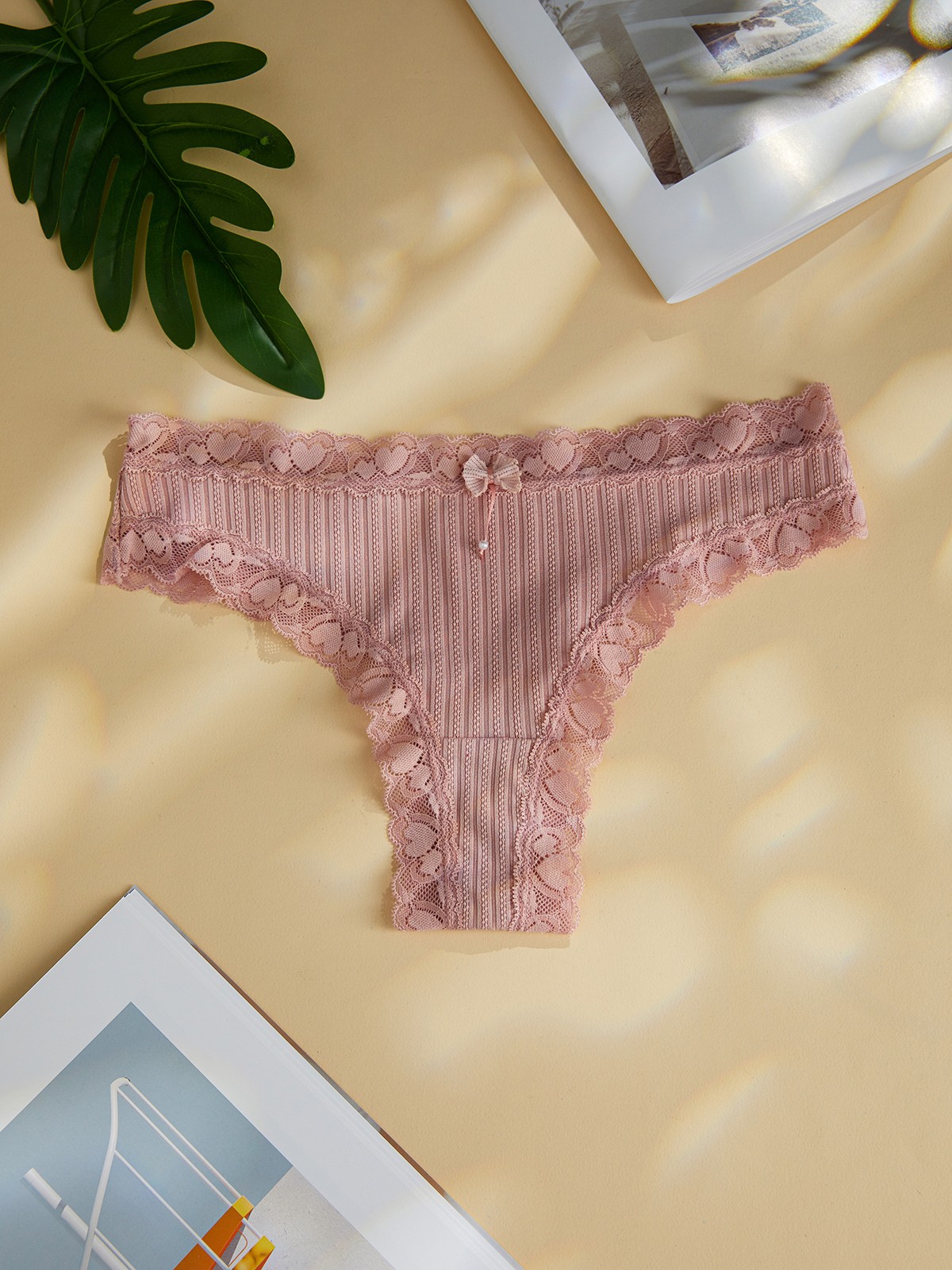 Lace-trimmed Thongs