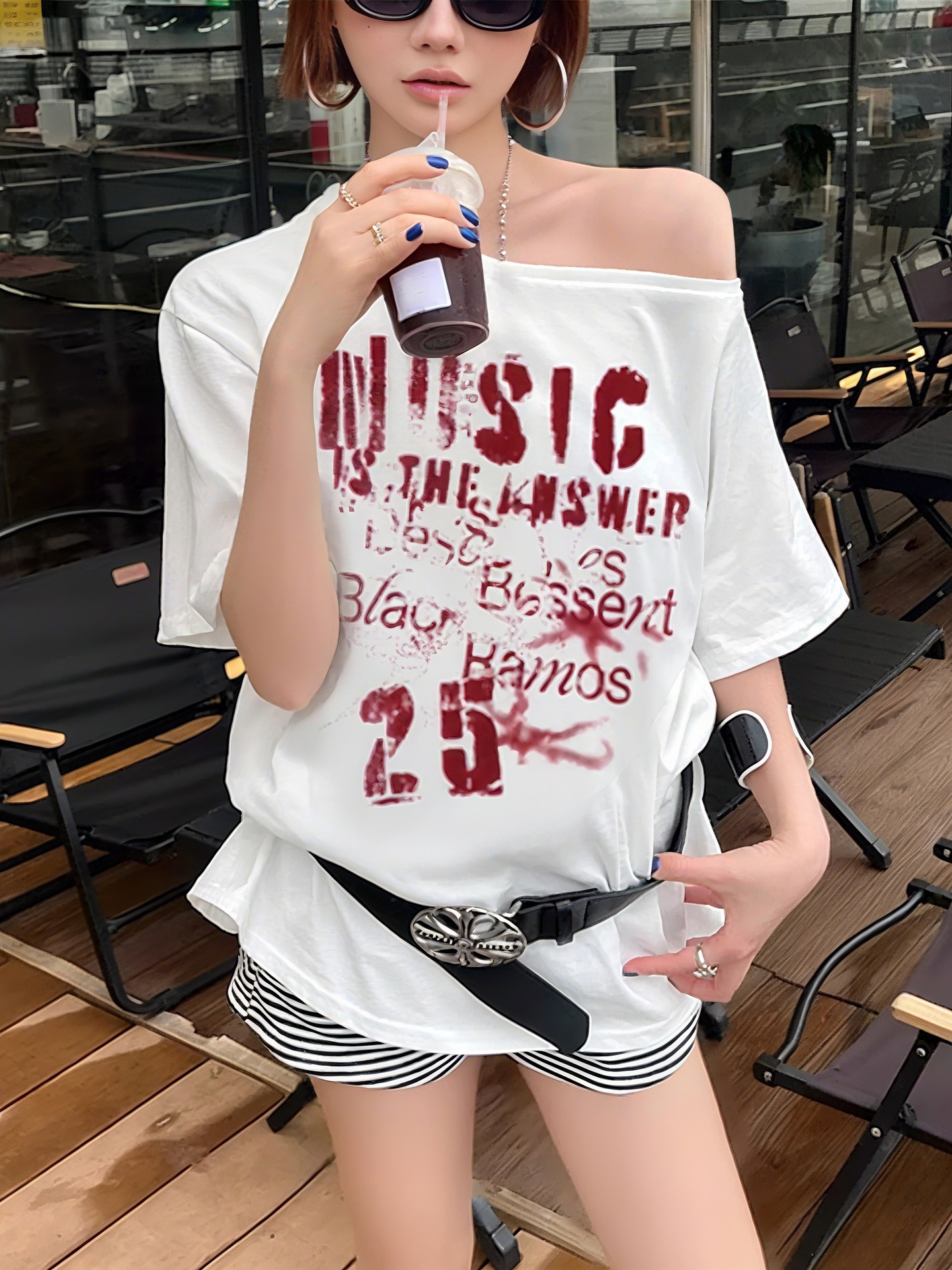 Slogan Printed Pullover T-Shirt