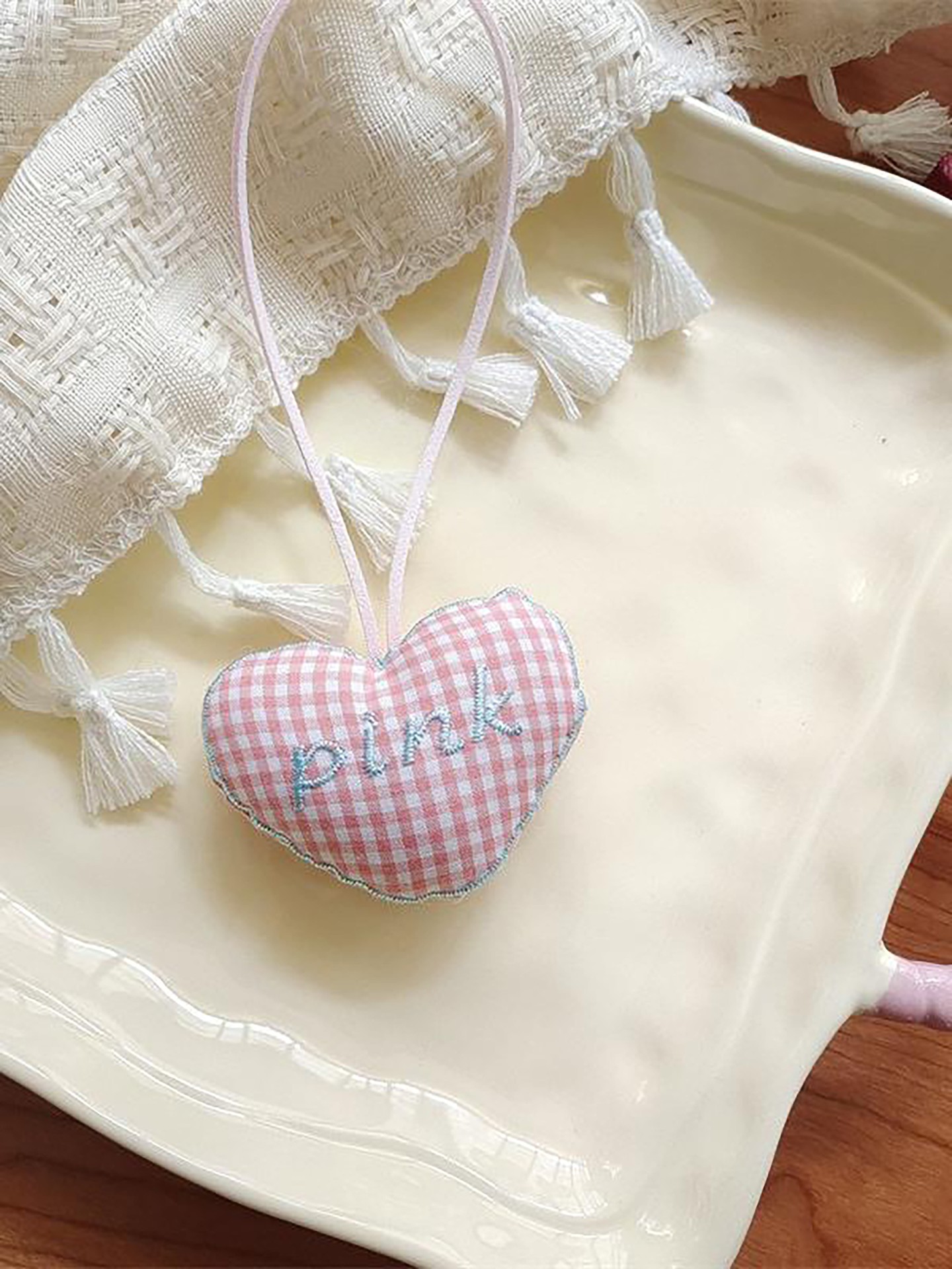 Love Letter Gingham Heart Bag Charm
