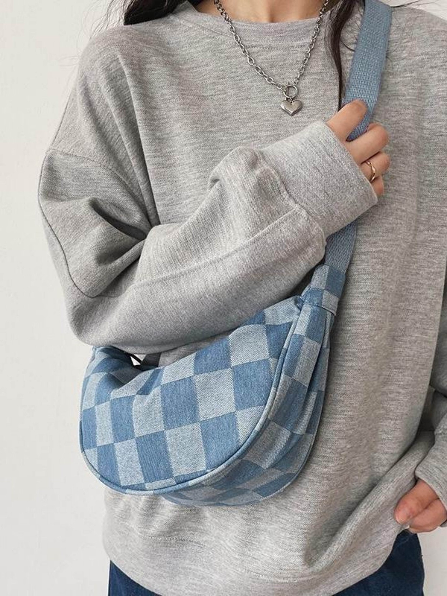 Colour Block Denim Shoulder Bag