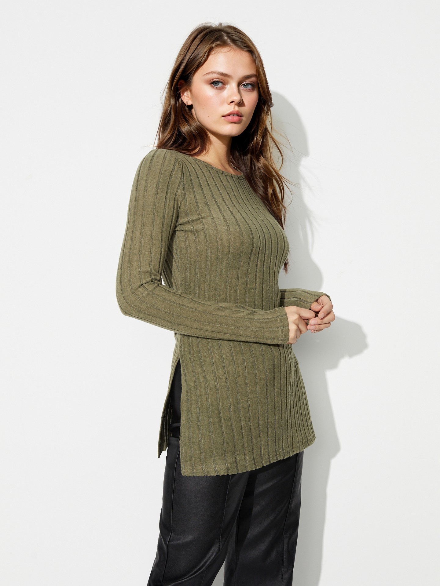 Ribbed Slit Top