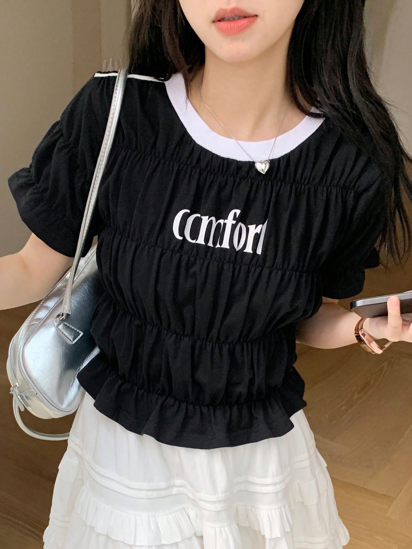 Ruched Puff Pullover T-Shirt