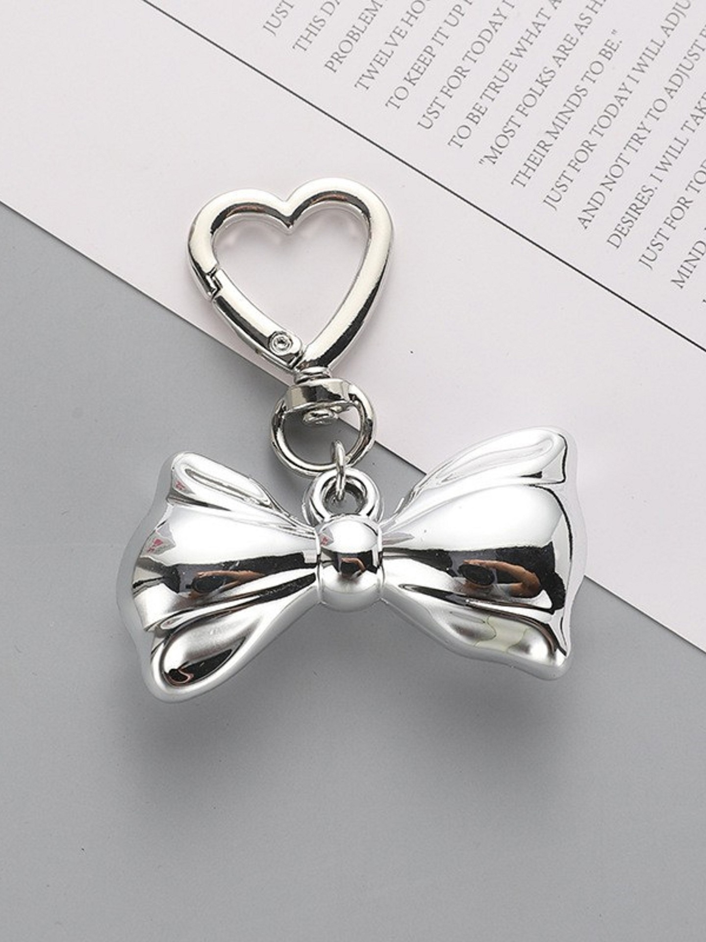 Bow Heart-Clasp Bag Charm