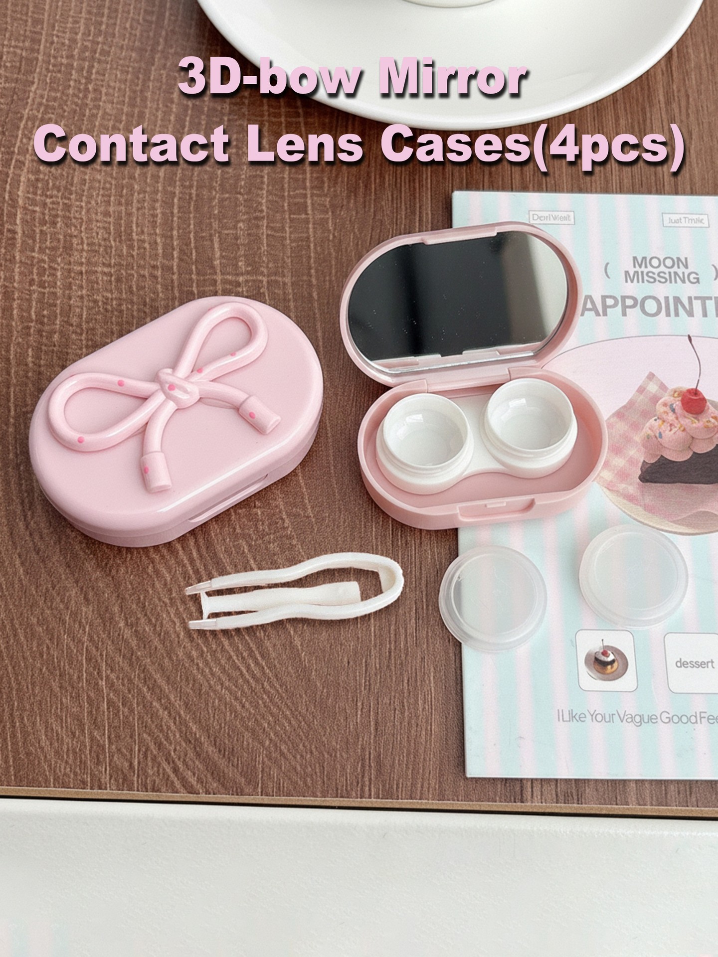 1Set(4pcs) 3D-Bow Contact Lens Cases
