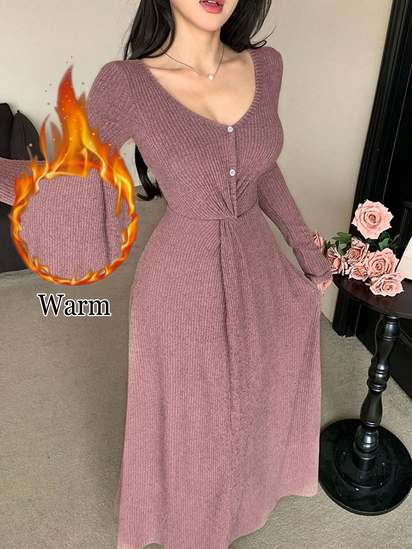 Winter Ribbed A-Line Dress