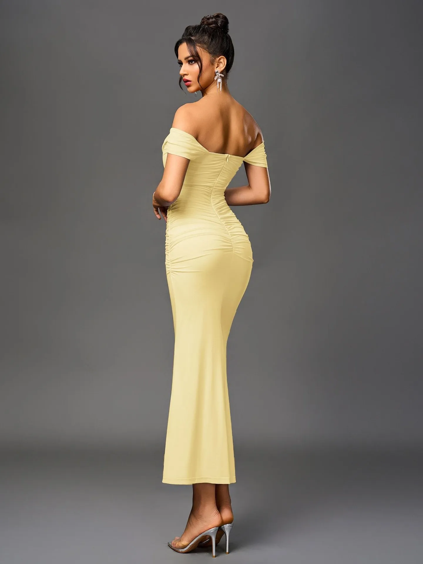 gold sparkly dress Zapakasa Women Sequin Ruched Long Formal with Slit V Size:2XLarge classy evening gowns The Demi Maxi Dress