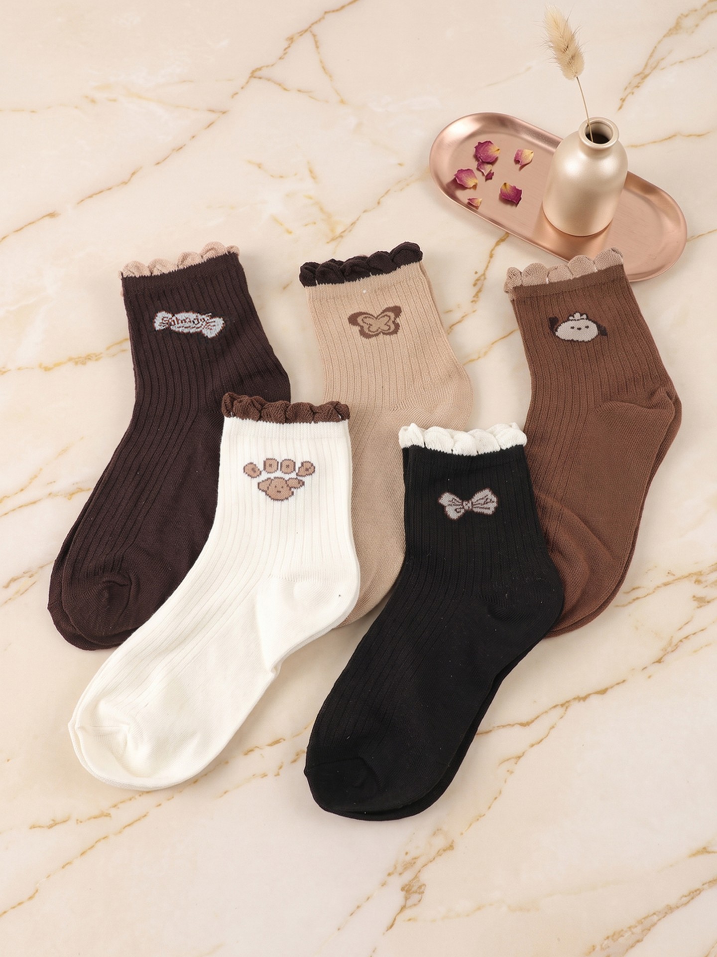 5Pairs Of Embroidery Sock