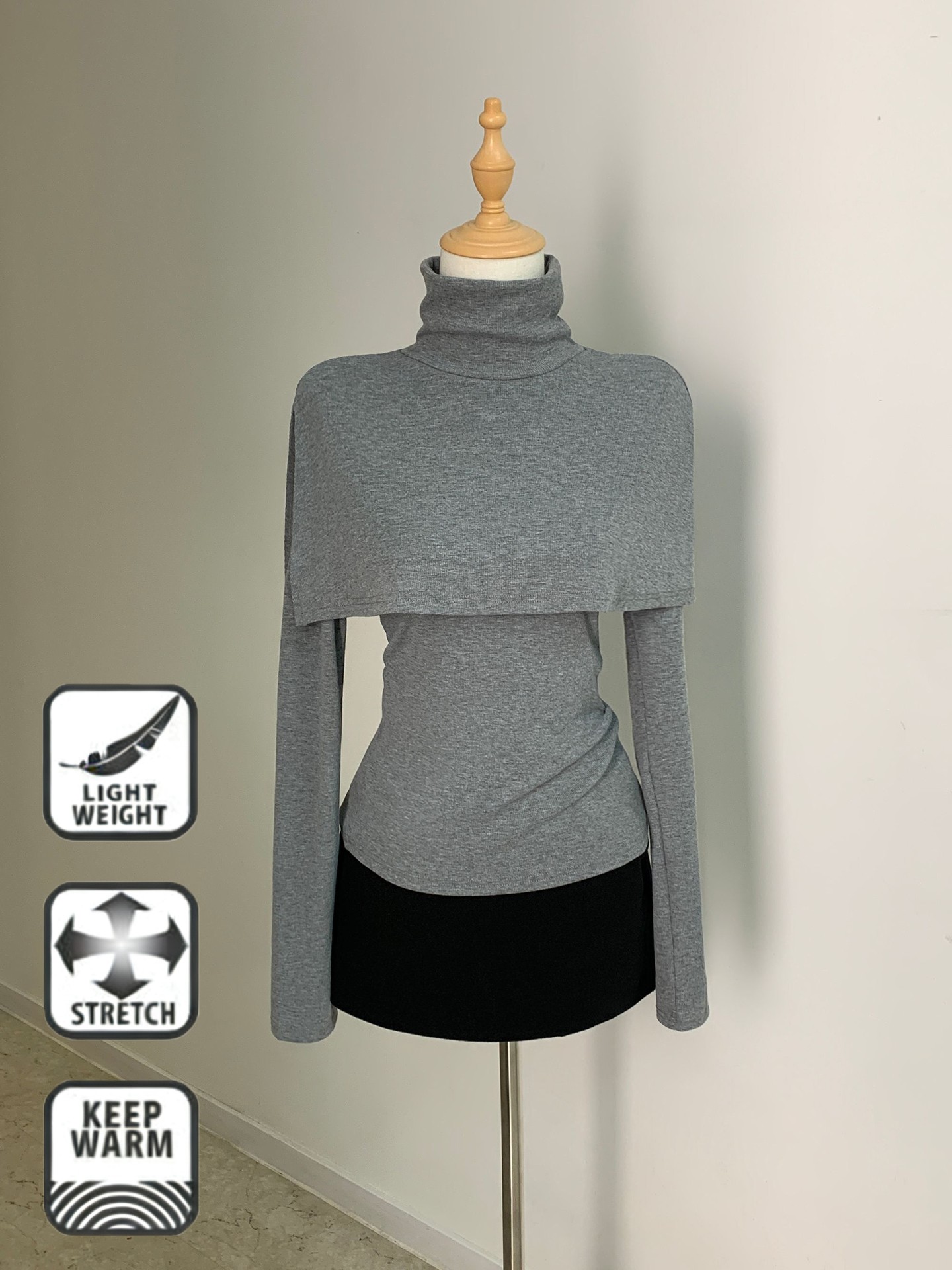 Winter High Neck Cape Top