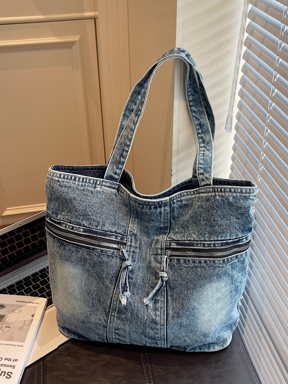 Pocket Denim Tote Bag