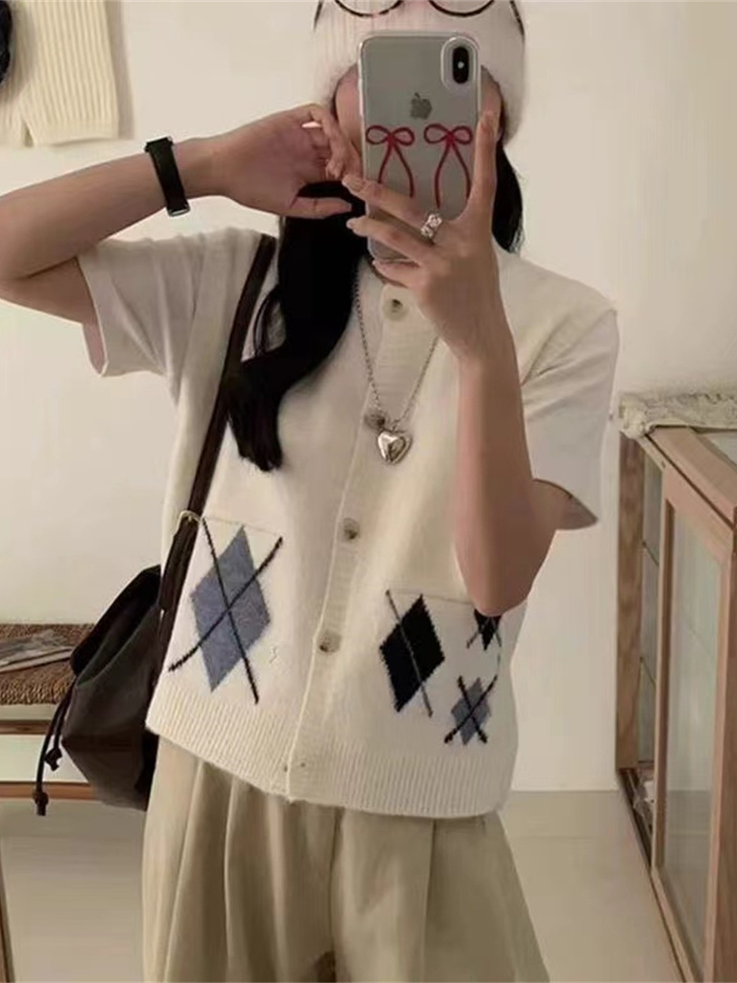 Contrast Knit Cardigan
