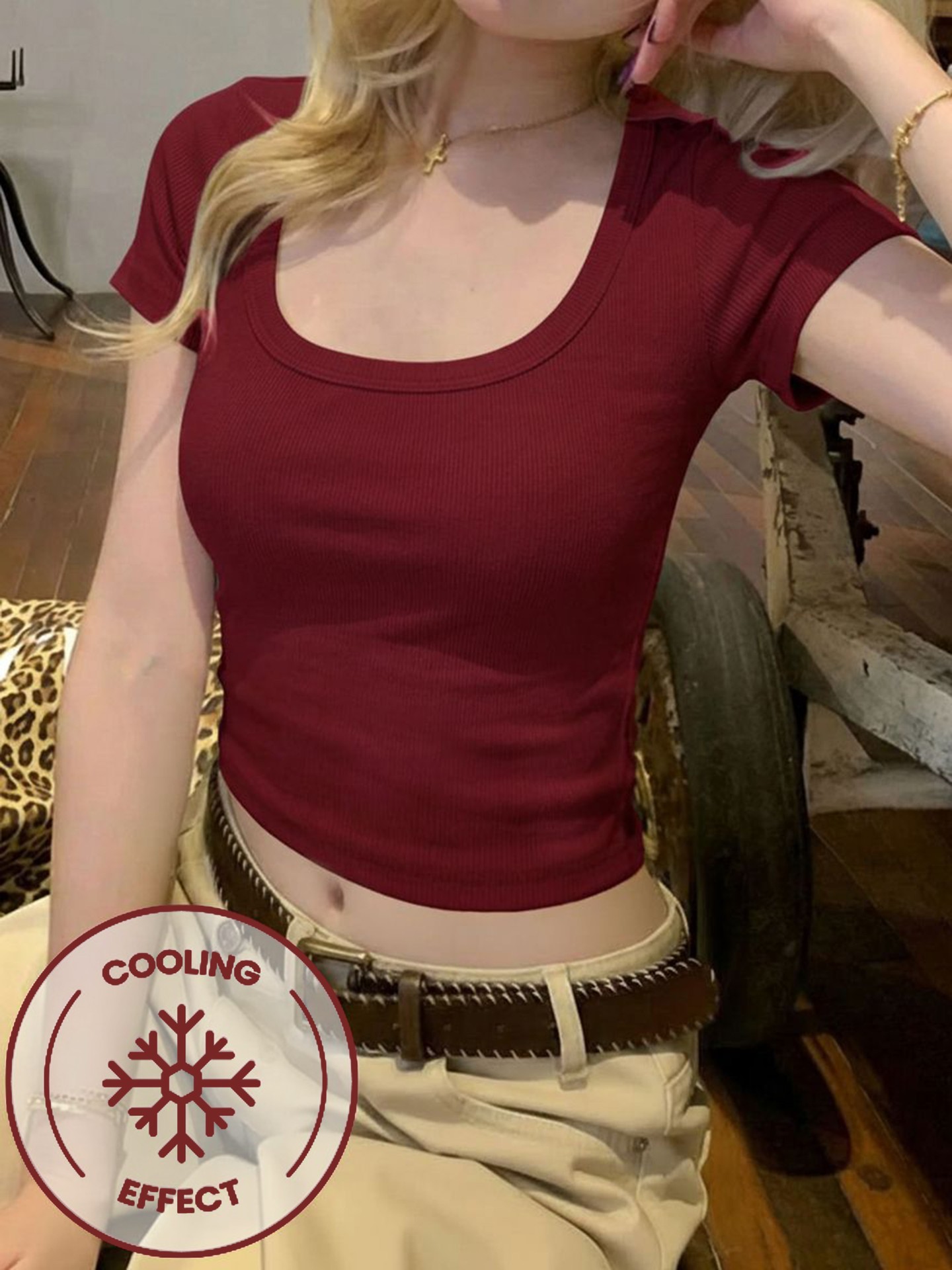 Everyday Ribbed Ice-Kissed Magic Fit Cropped T-Shirts