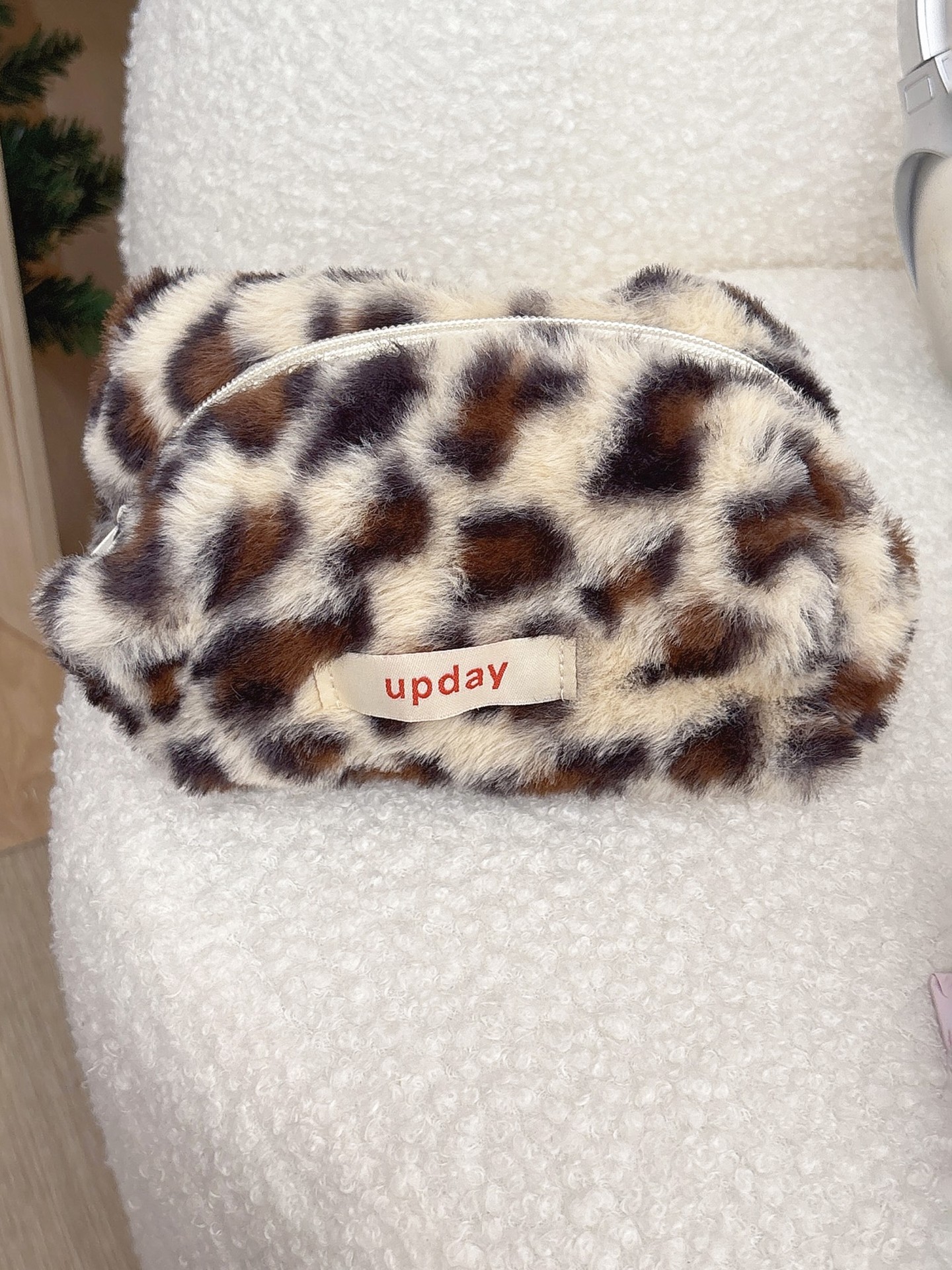 Leopard Print Fluffy Makeup Bag