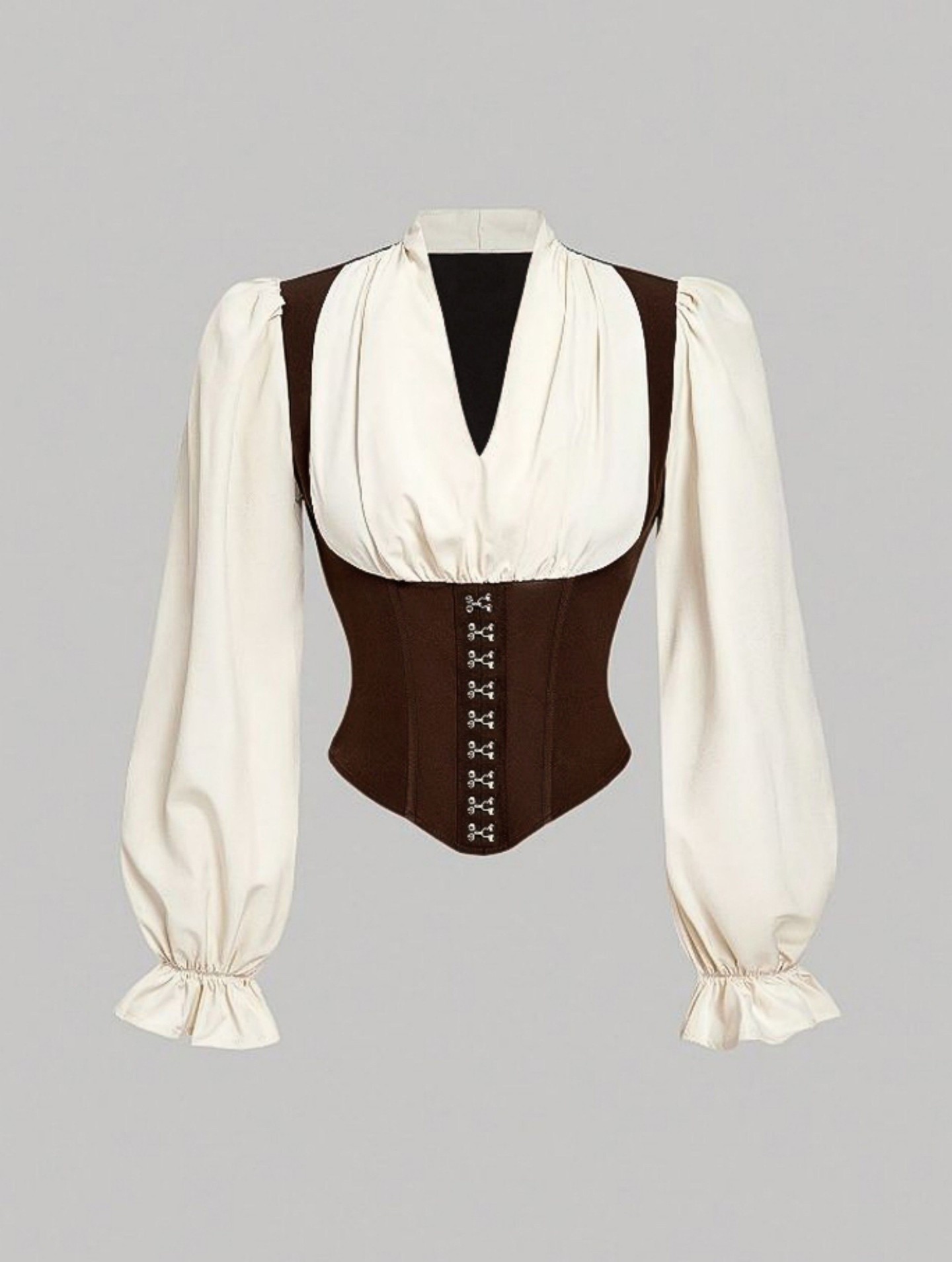 Vintage Brown & Cream Corset Blouse