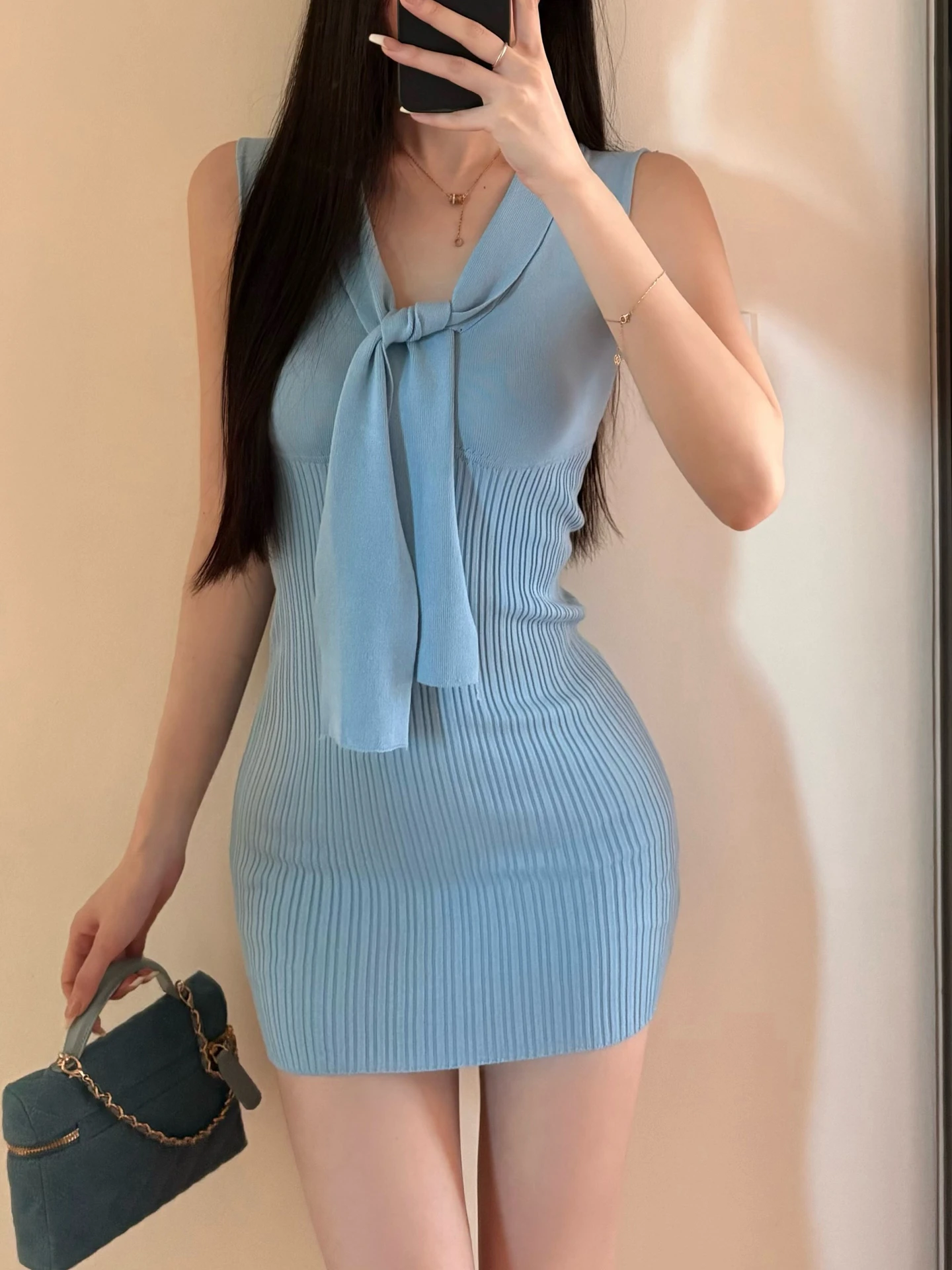 tied up knit dress Tie | Savana Beige sweater