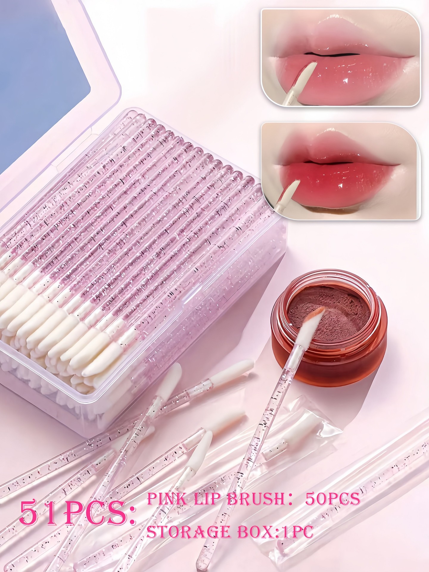 50pcs Glitter Lip Brush
