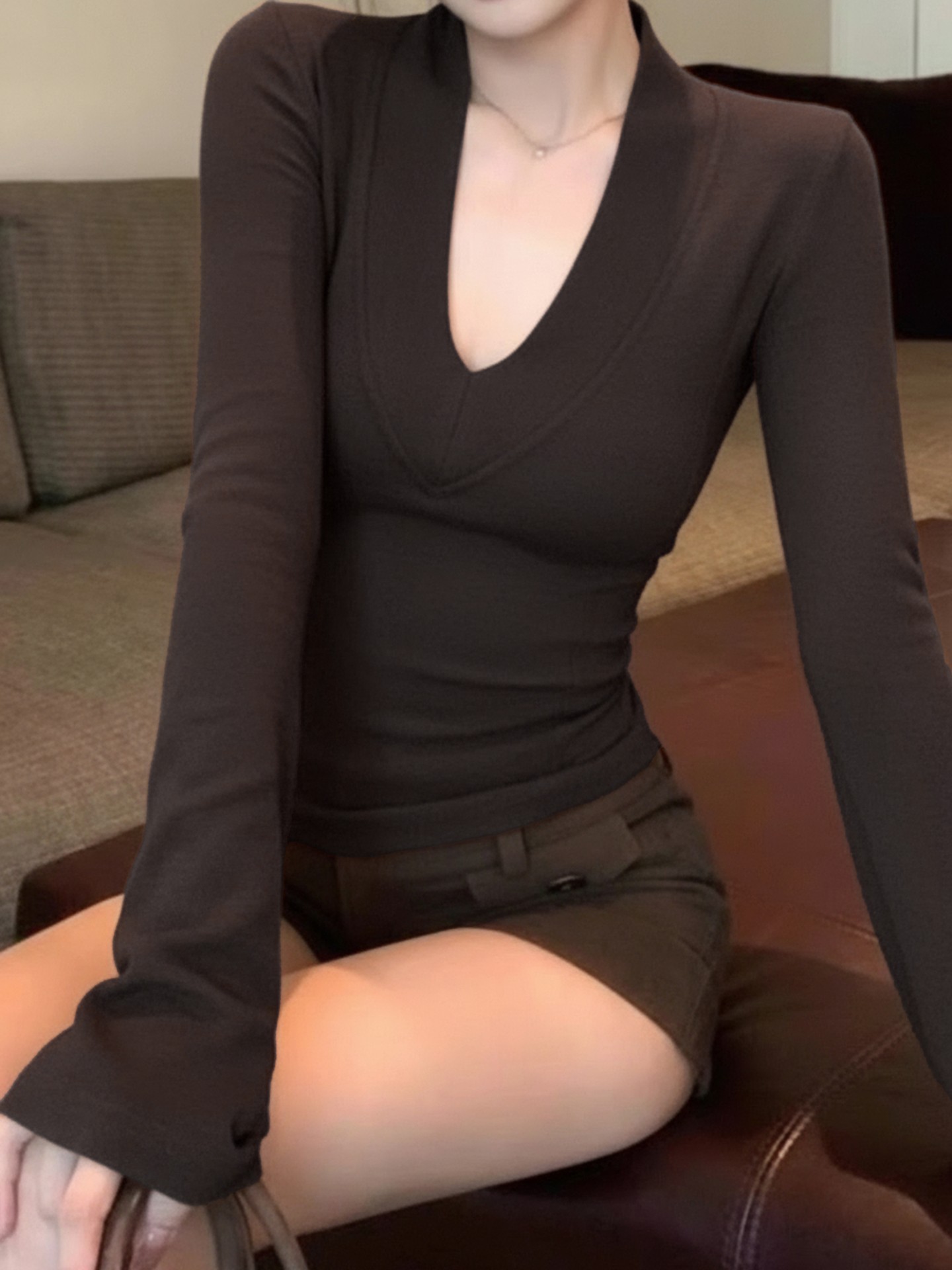 Cotton V-neck Top