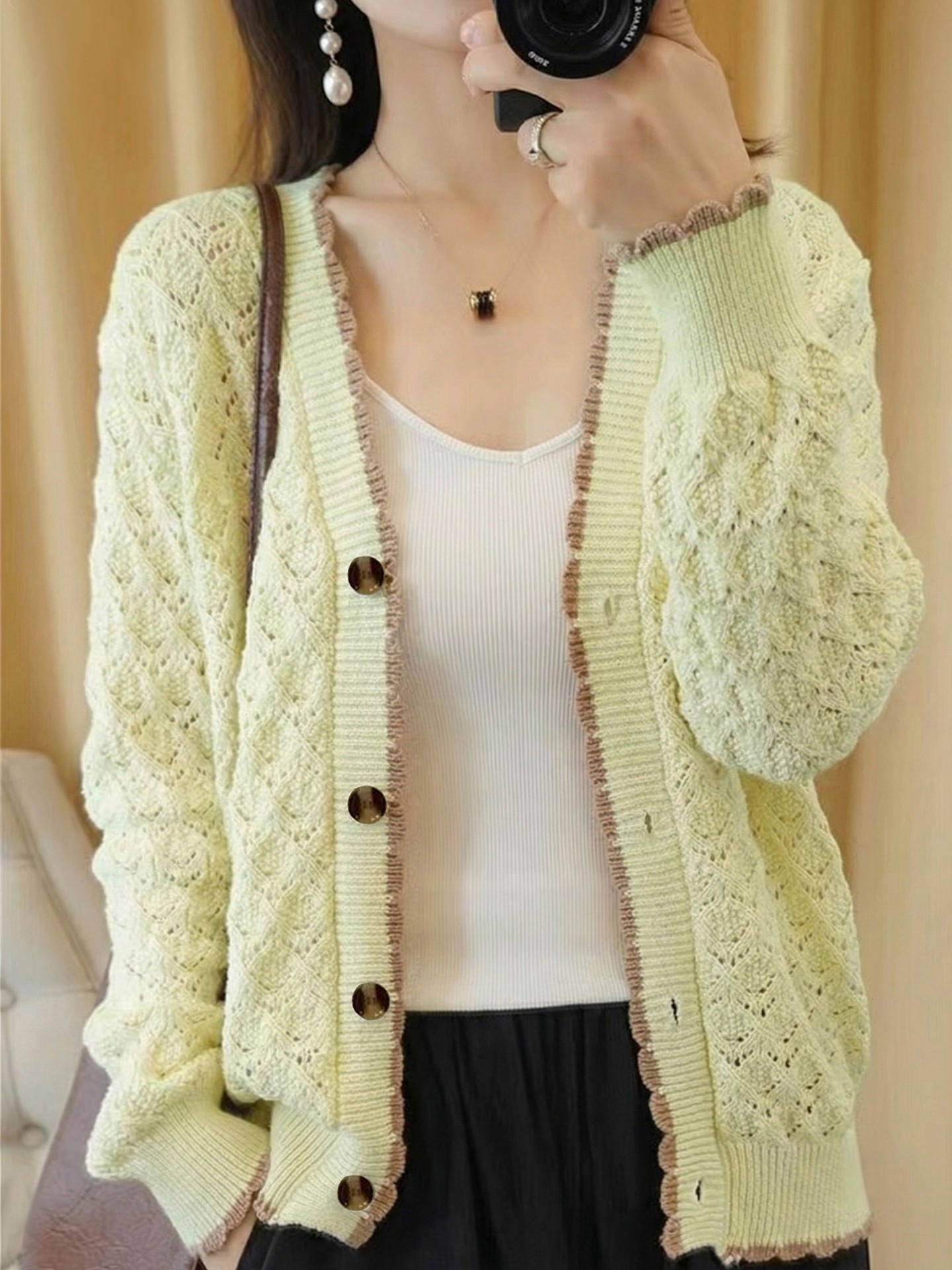 Contrast Knit Cardigan