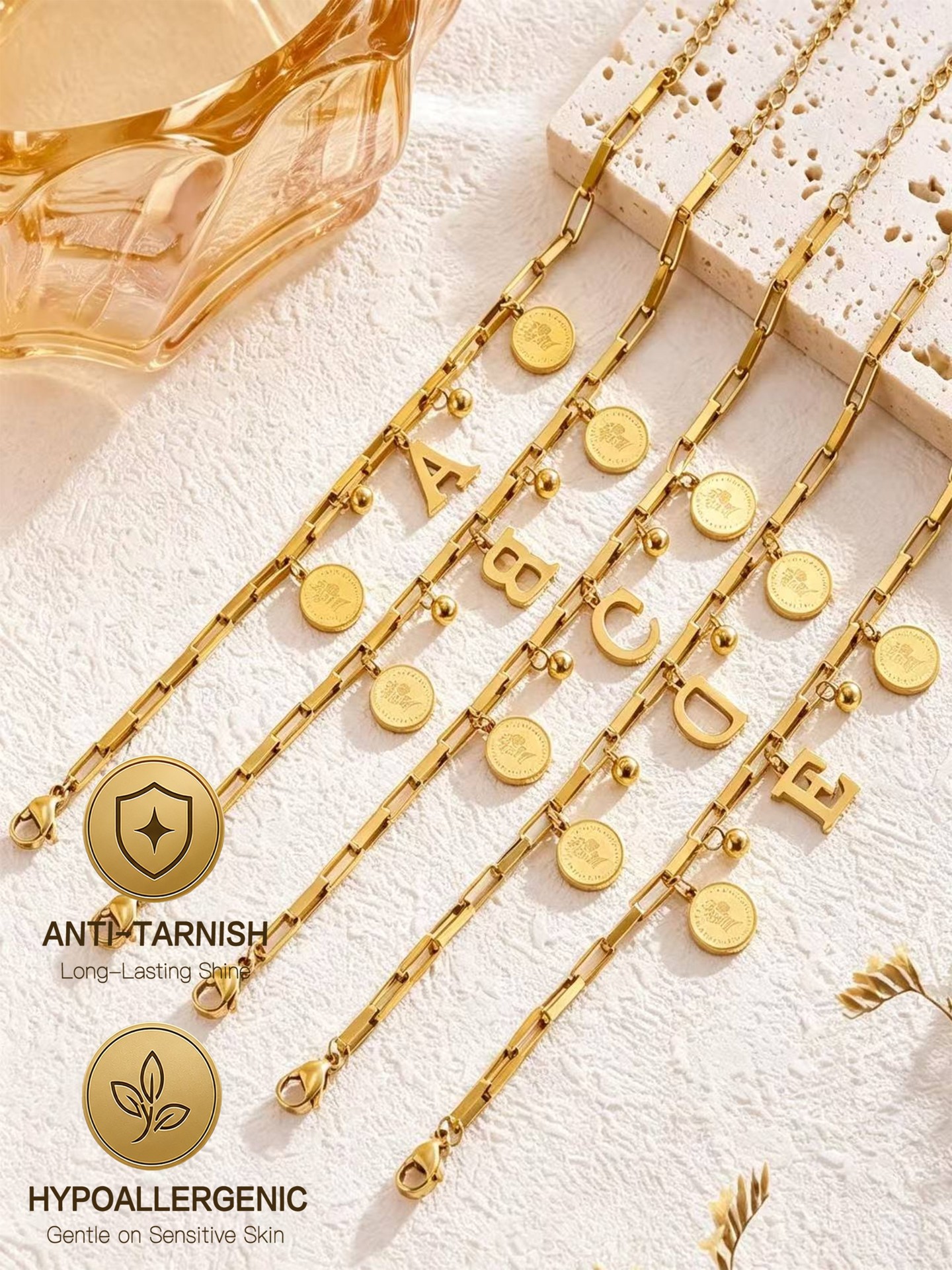 Hypoallergenic and Anti-Tarnish Alphabet Fashion Bracelet