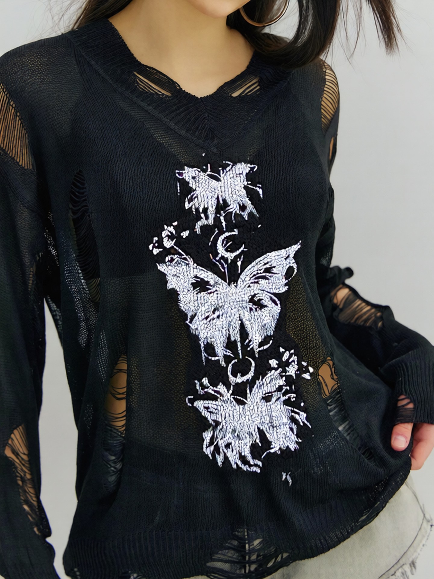 Ripped Knit Pullover