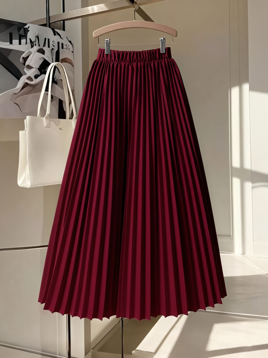 Burgundy Pleated Skirt