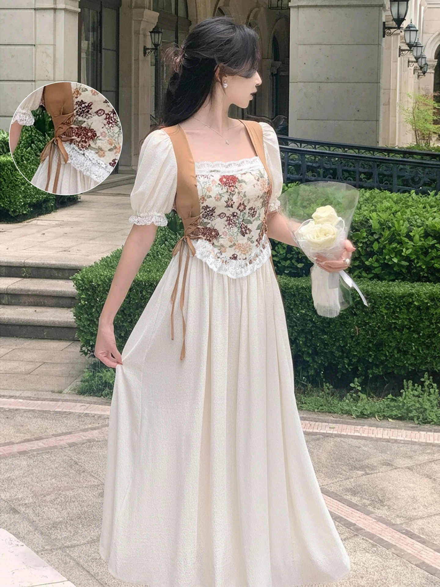 Lace-trimmed A-Line Dress | Savana