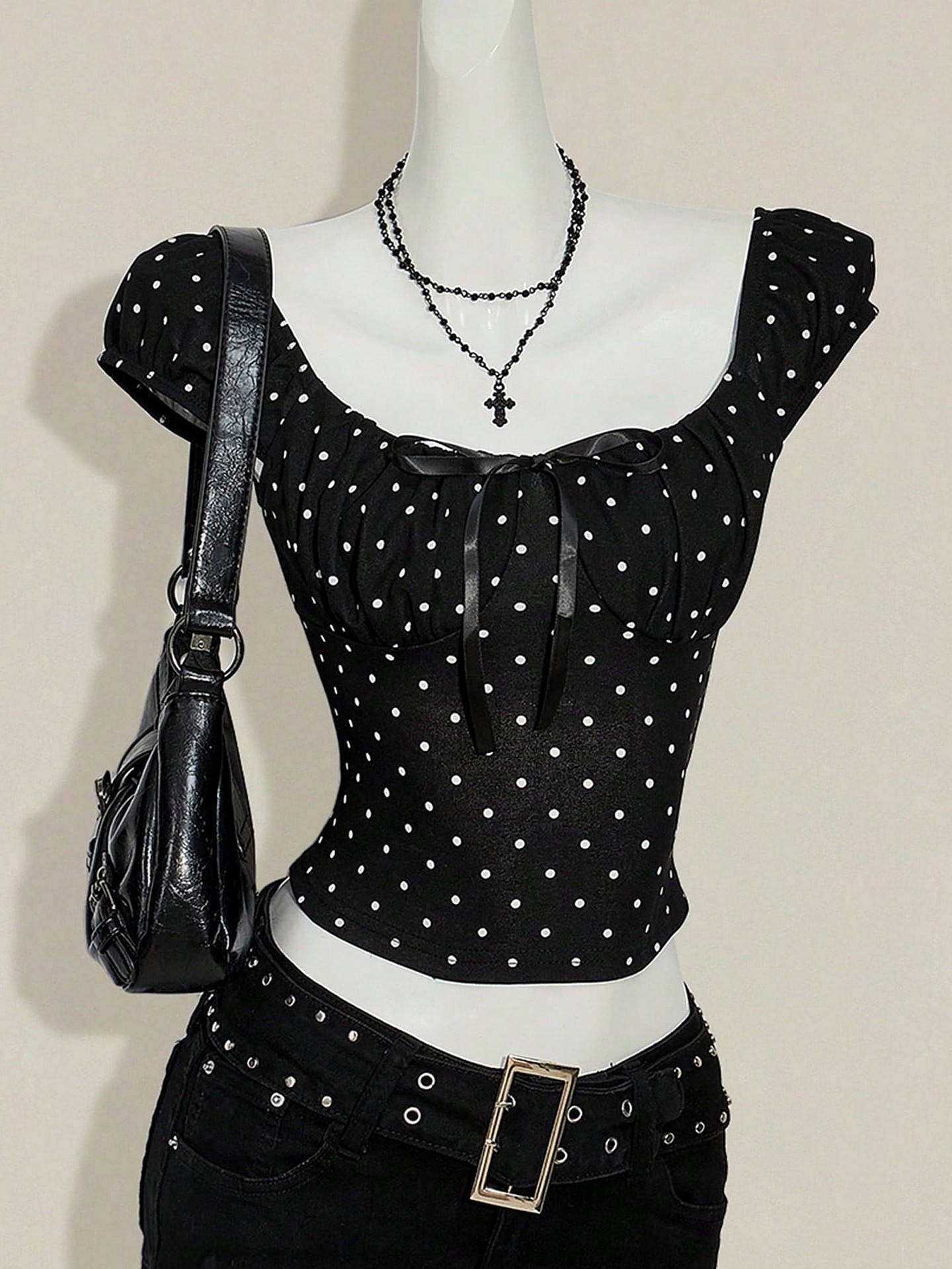 Polka-Dot Bow Tank Top