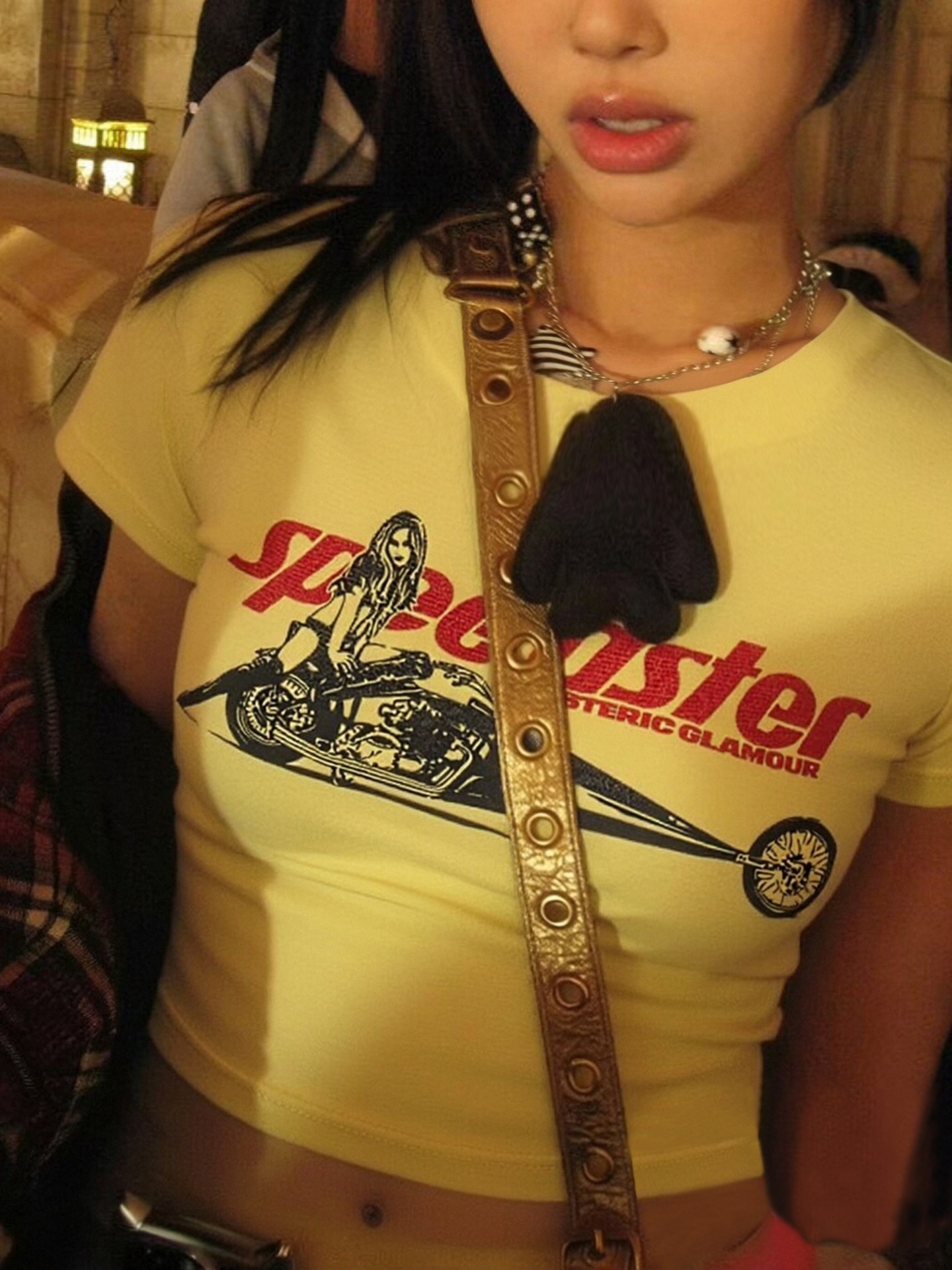Y2K Biker Graphic Crop T-Shirt