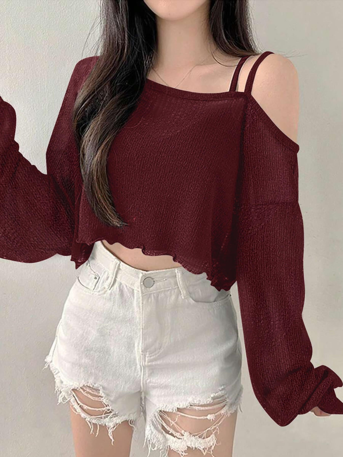Cold Shoulder Crop Top with Double Strap