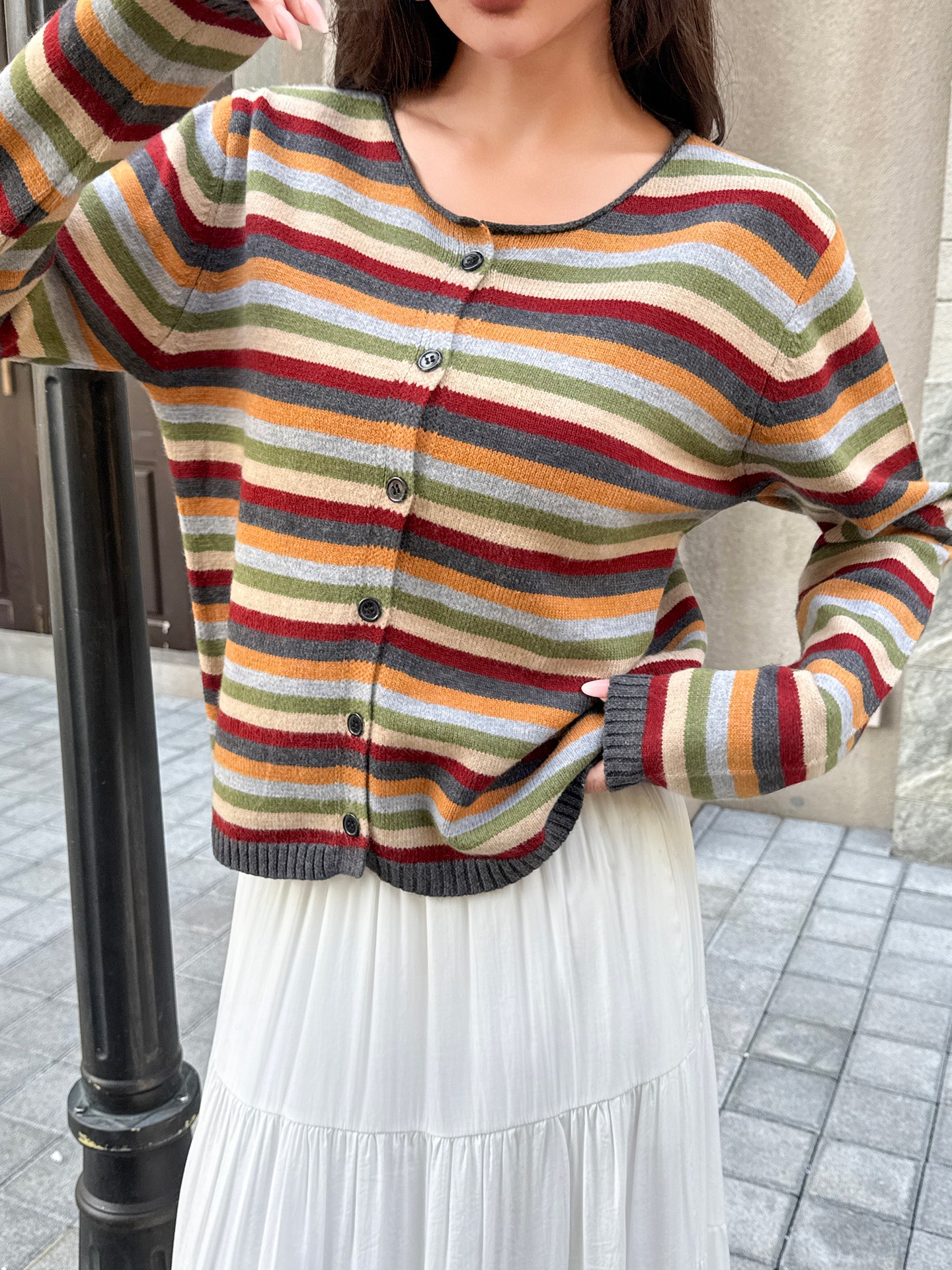 Contrast Knit Cardigan