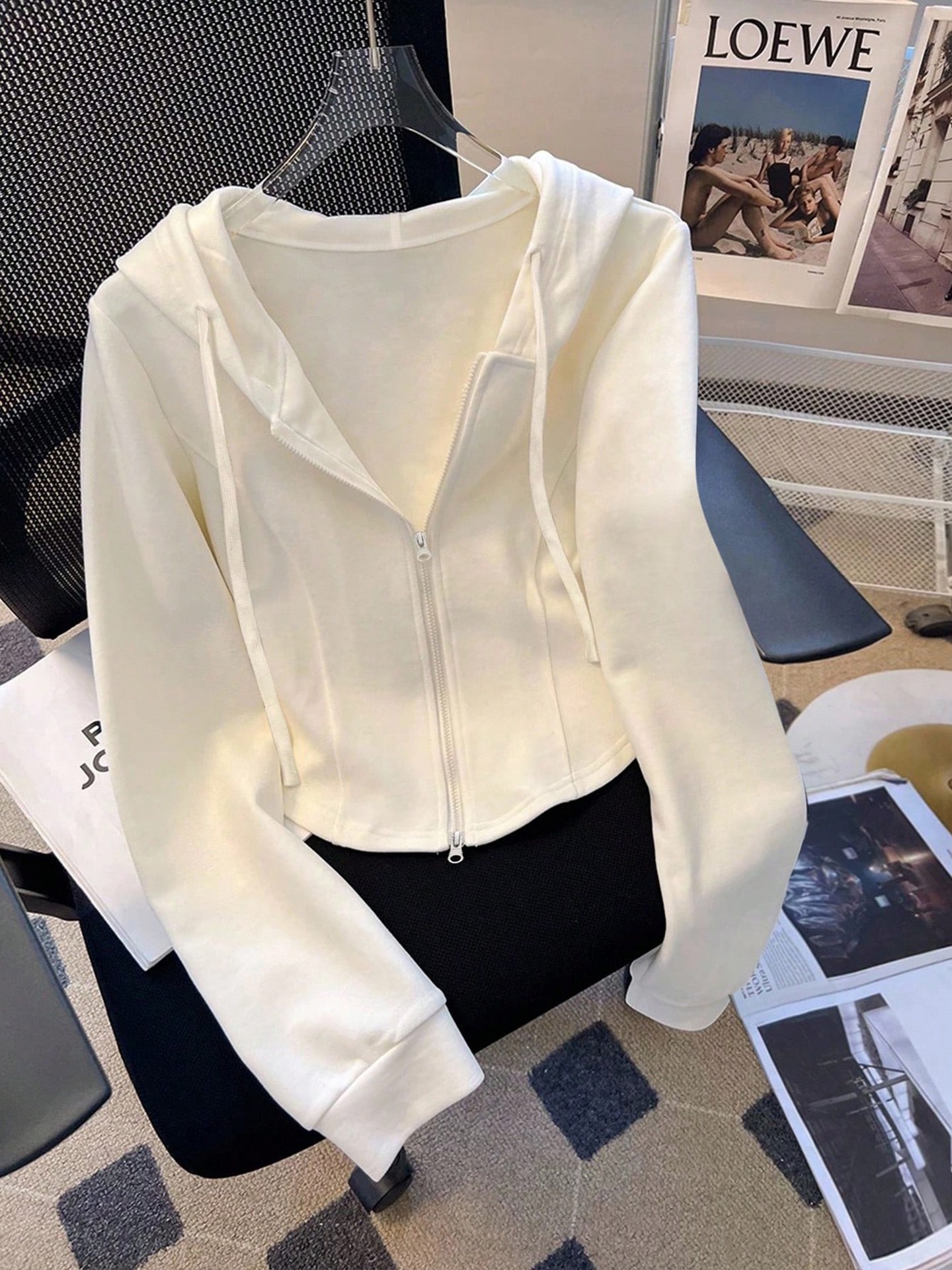 Two-way Zipper Zip Up Sweatshirt