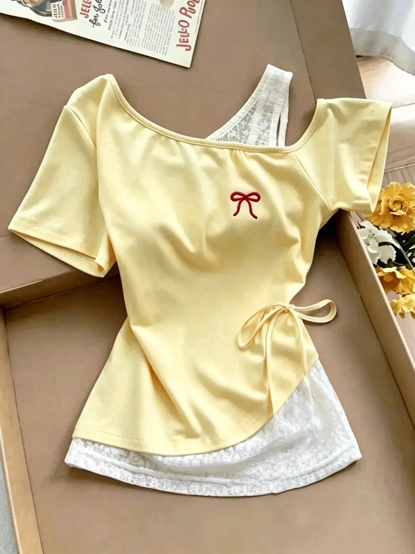 Asymmetrical Tie Slim T-Shirt
