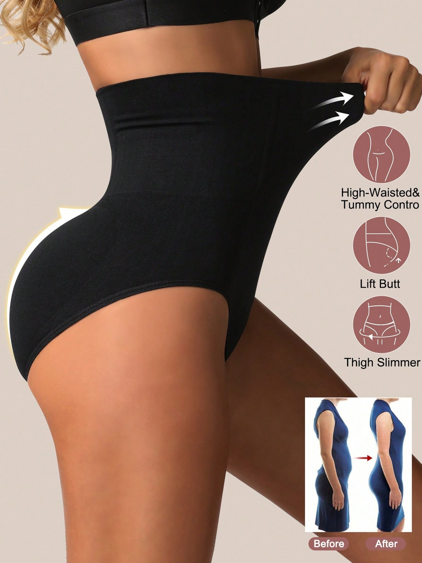 Snatched High-Waist Tummy Control Shaping Shorts