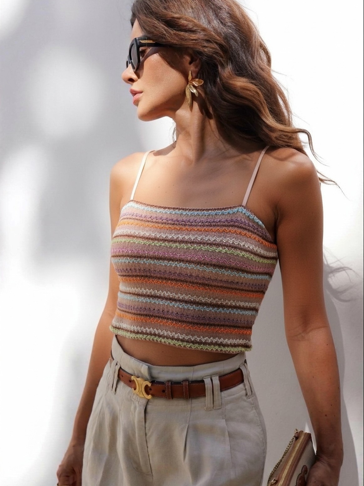 Cropped Striped Cami Top