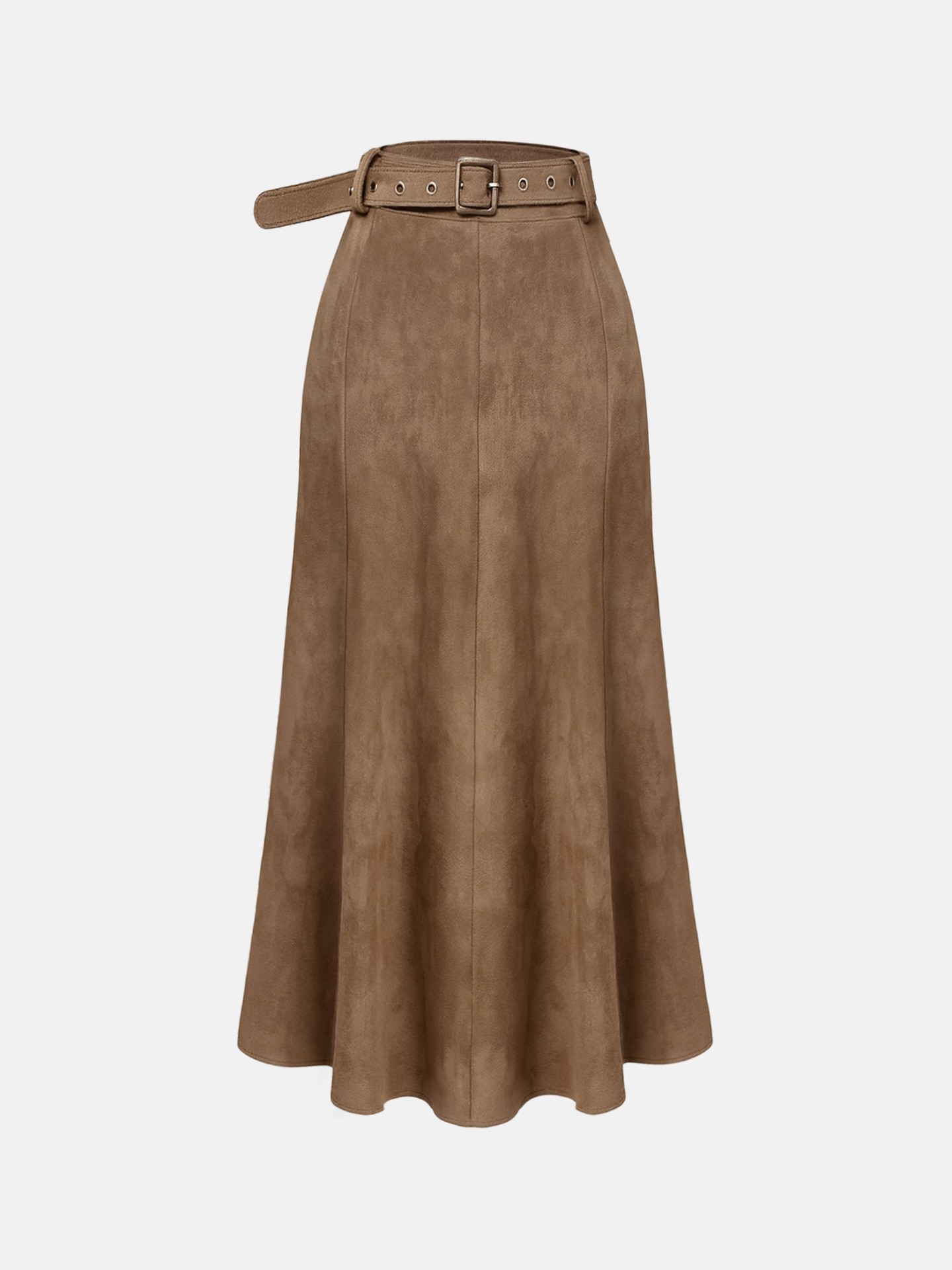 Suede Belted Circle Skirt