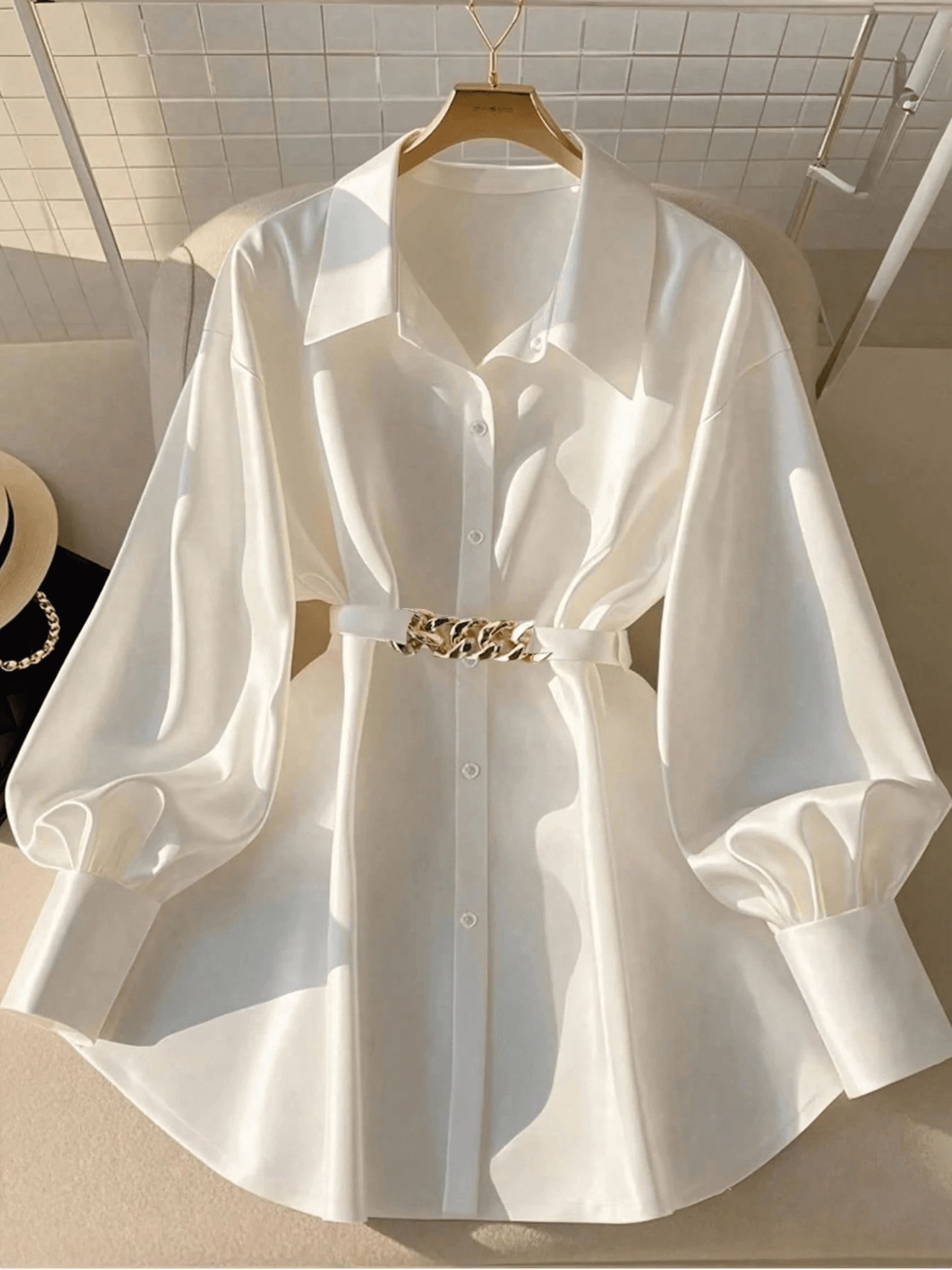 Long Sleeve Metal Decor Casual Shirt