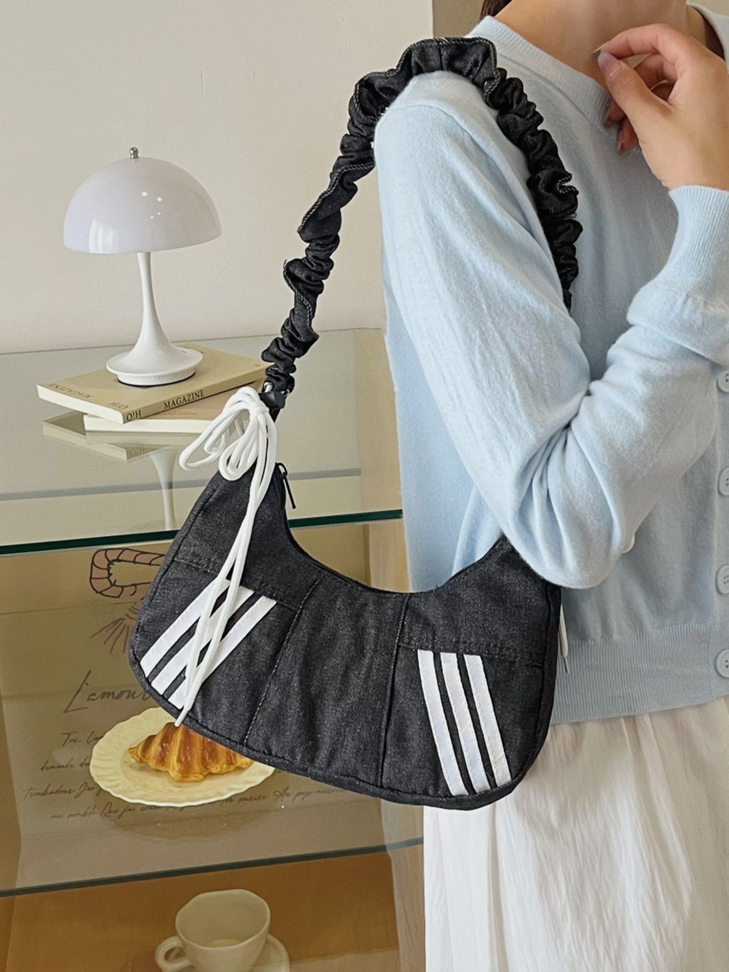 Knot Denim Shoulder Bag