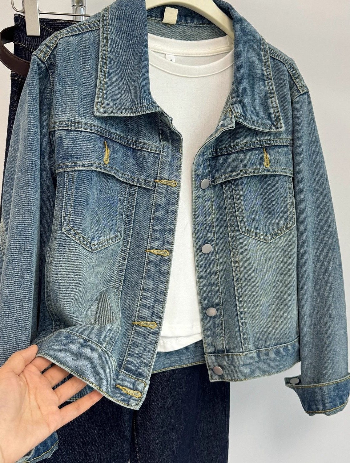 Medium Wash Pocket Denim Trucker Jacket