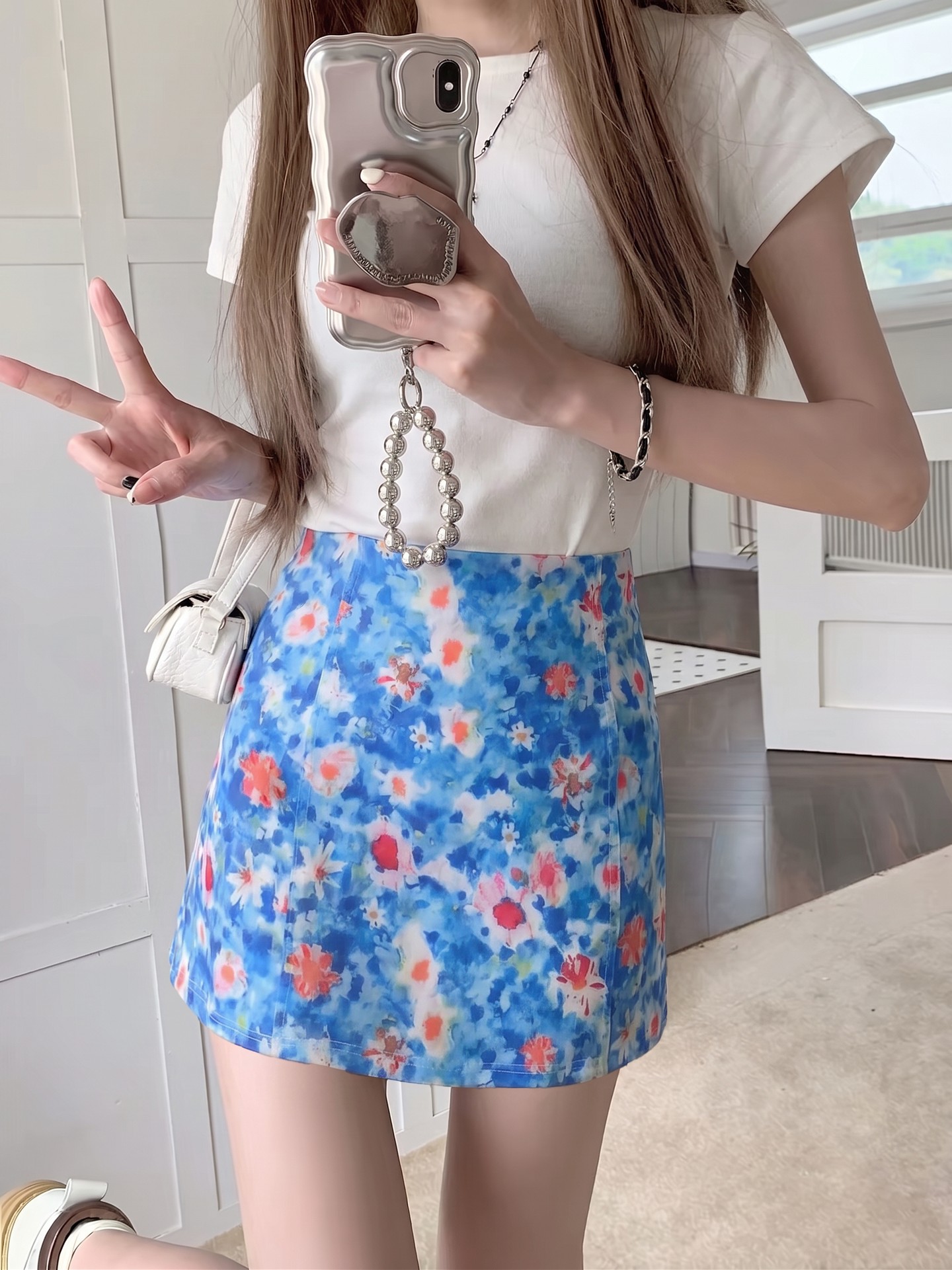 Vacation Floral Print A-Line Skirt