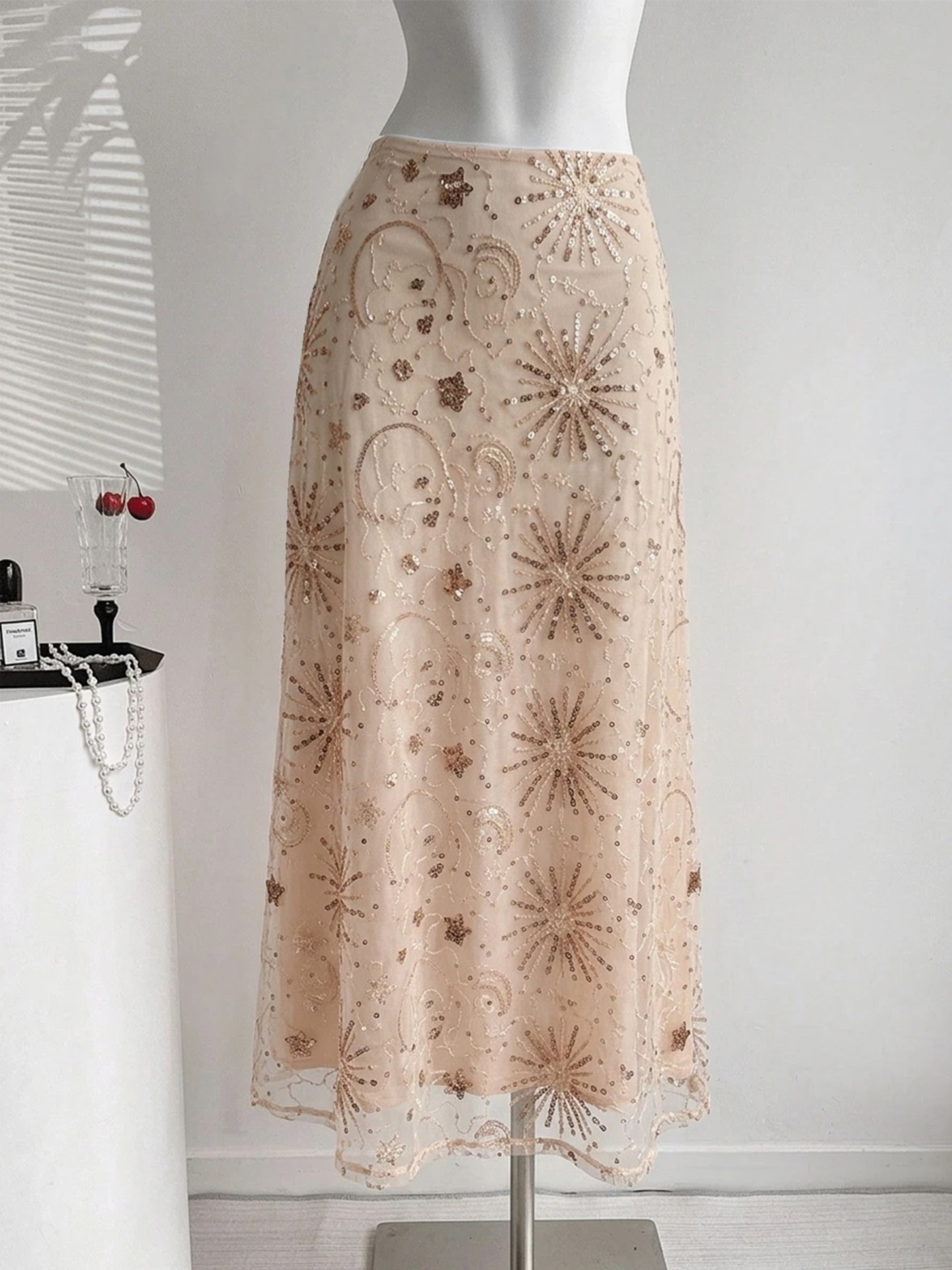 Elegant Sequin Embroidered Skirt