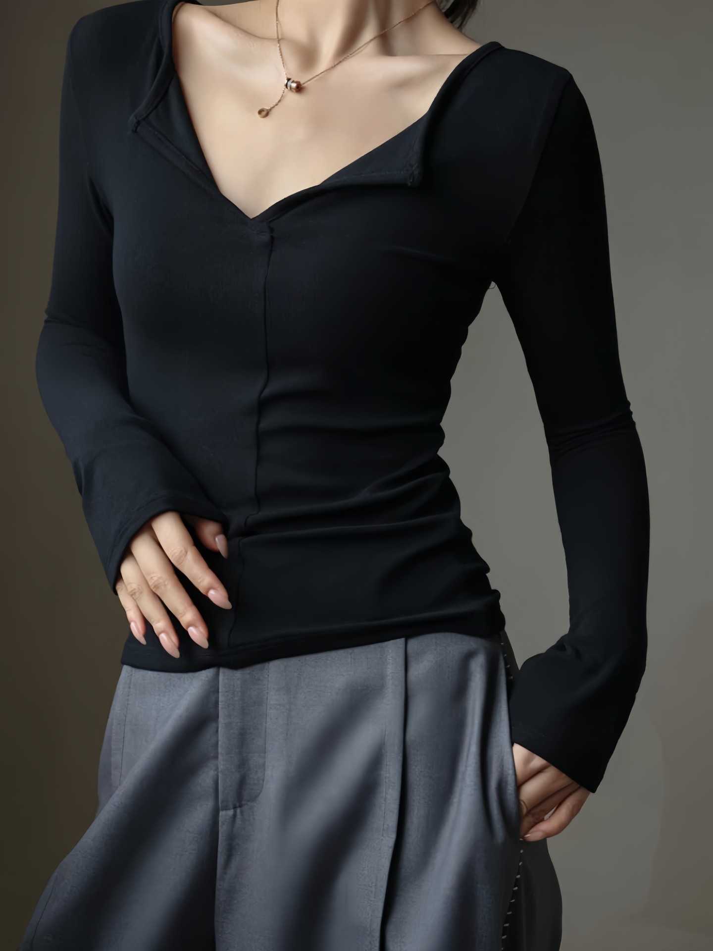 Cotton V Neck Top